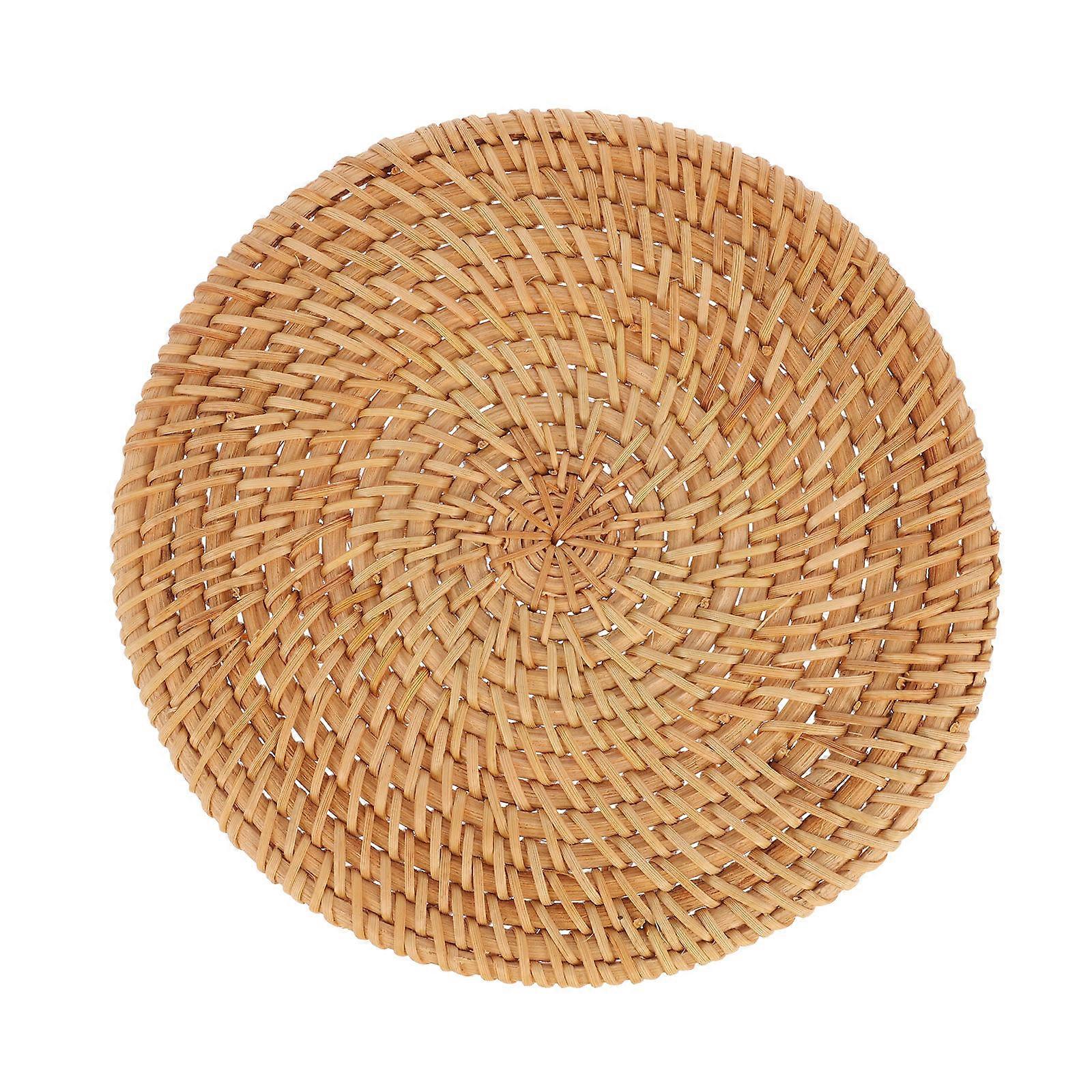 Tableware Insulation Pad Round Placemat Indoor and Outdoor Use Scratch Protection Rattan 1Pc