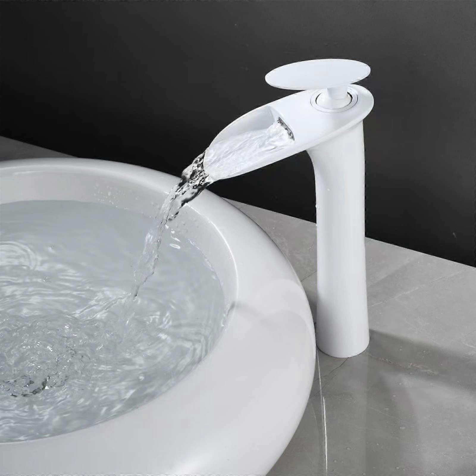 Faucet Waterfall Bathroom Basin Solid Brass Hot And Cold Water Mixer Single Handle Sink Tap