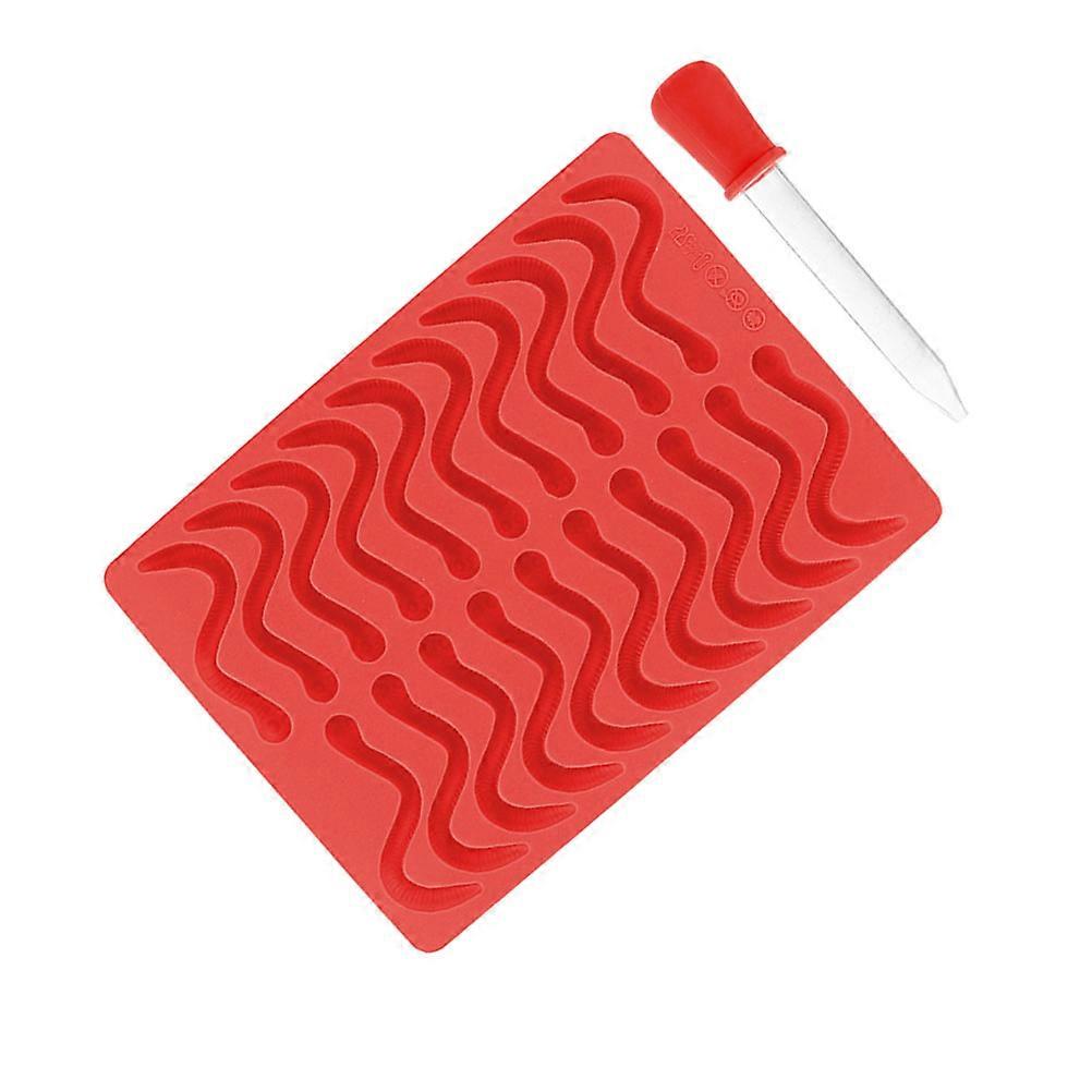 Ice Cube Making Silicone Mold Baking Tool Worm Shape .6×7.1×0.3in 1Set