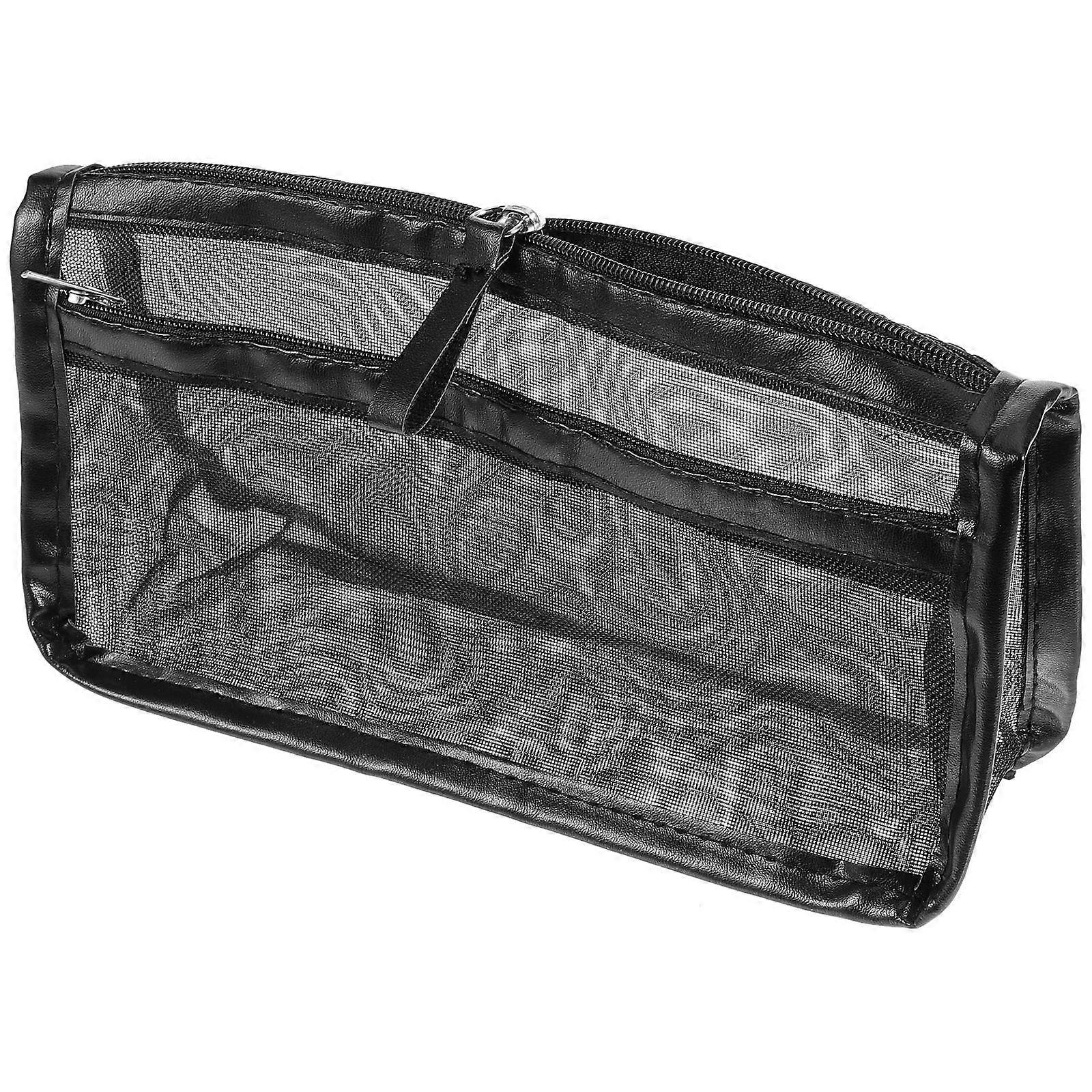Mesh Zipper Pen Pouch 5Pcs Organization For Teachers Rectangular Black Simple Style