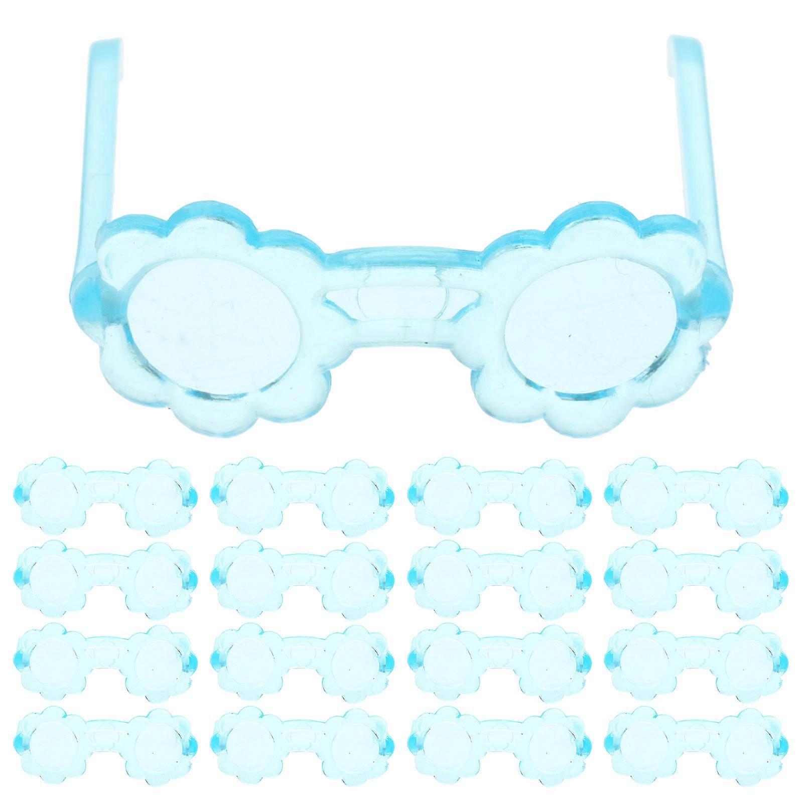 Mini Plastic Doll Glasses for Decor 100Pcs Sky-Blue Glasses Models