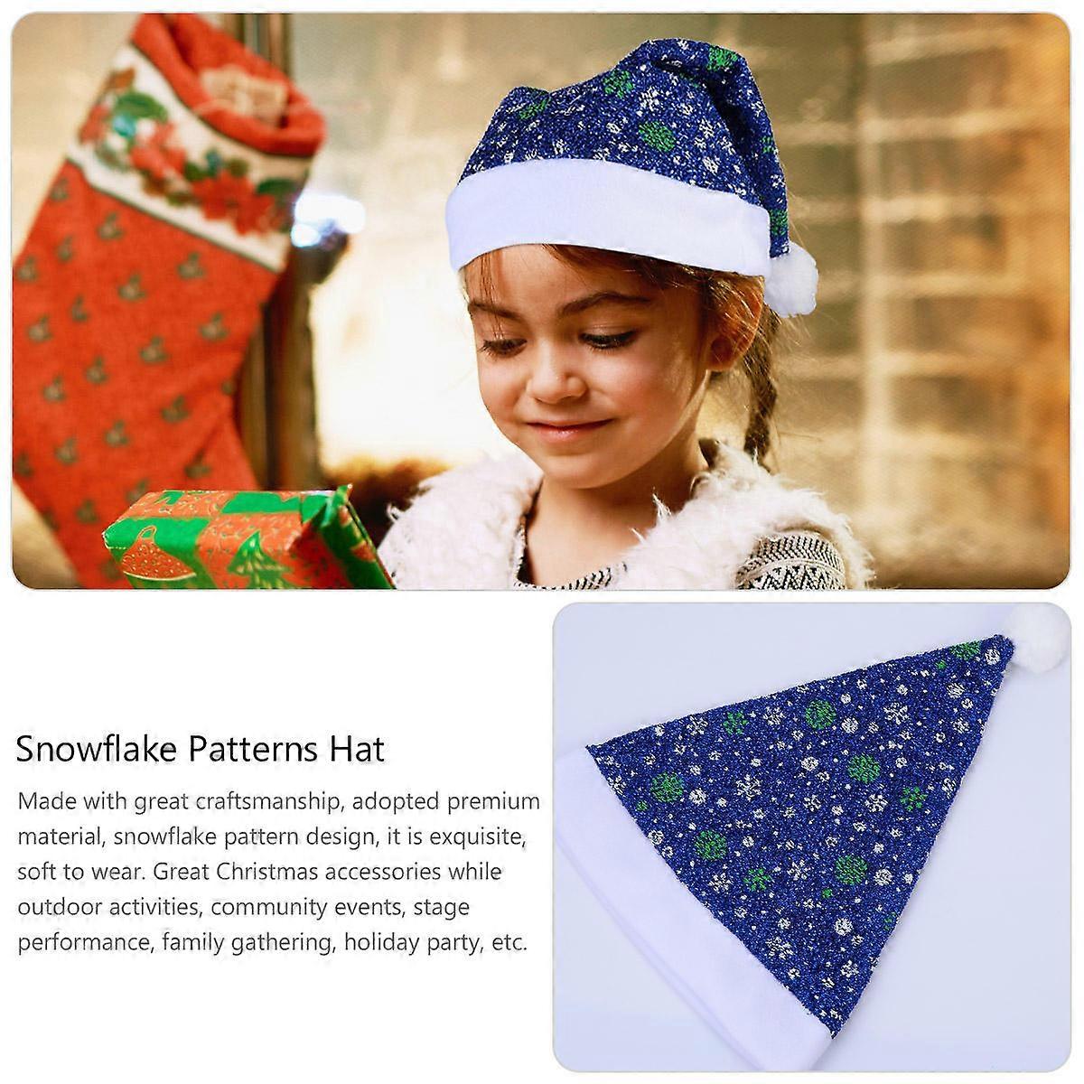 Snowflake Patterns Christmas Party Headdress For Adults In Blue Made Of Brushed Cloth And Flannelette 2Pcs