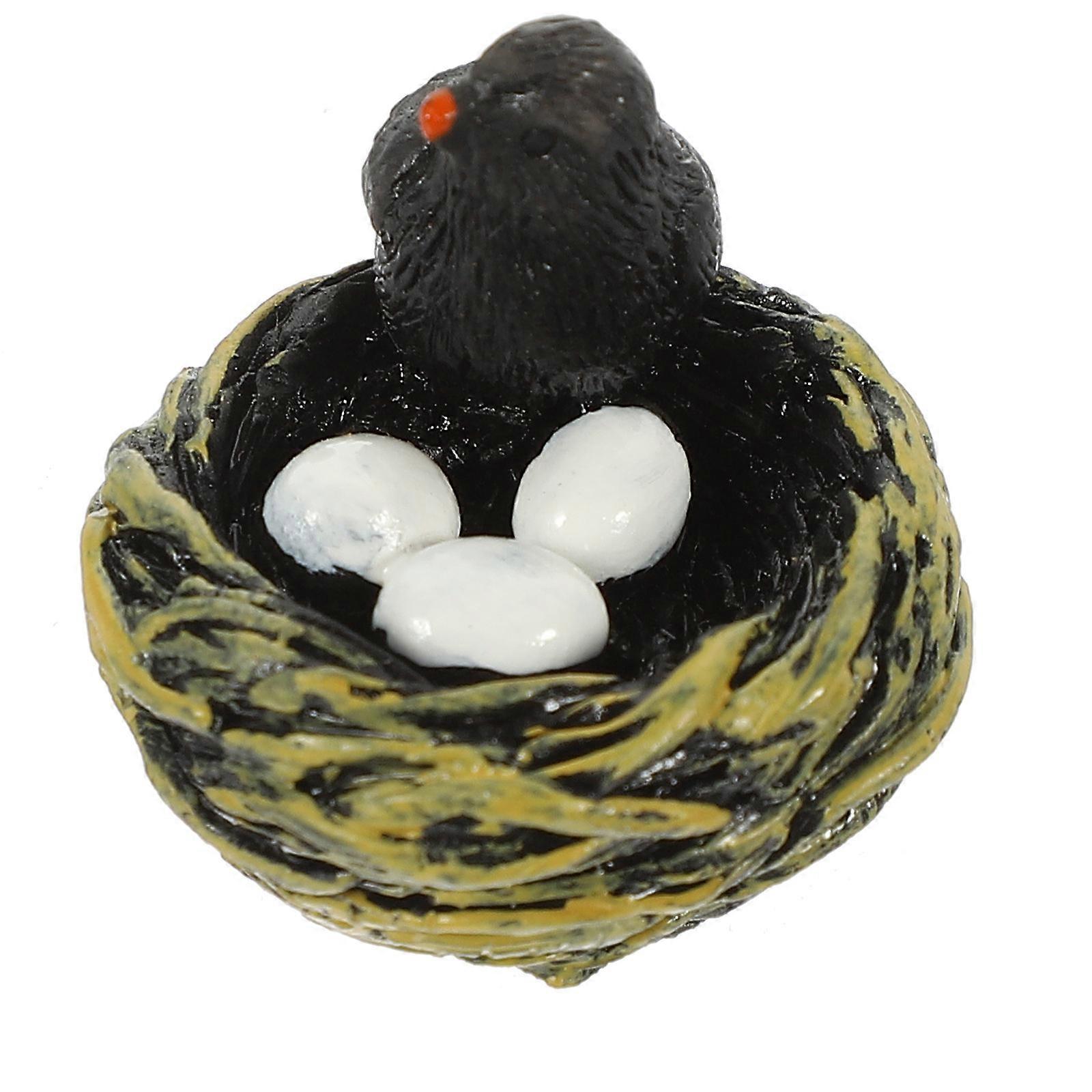 Mini Artificial Bird Resin Bird Nest for Decor 4Pcs Micro Landscape Craft