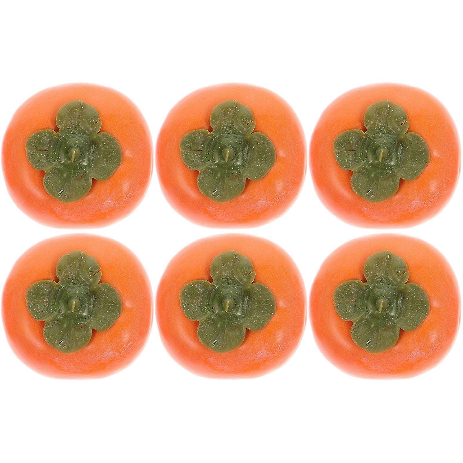 Fake Persimmon Props Artificial Persimmon Model for Decoration 6Pcs