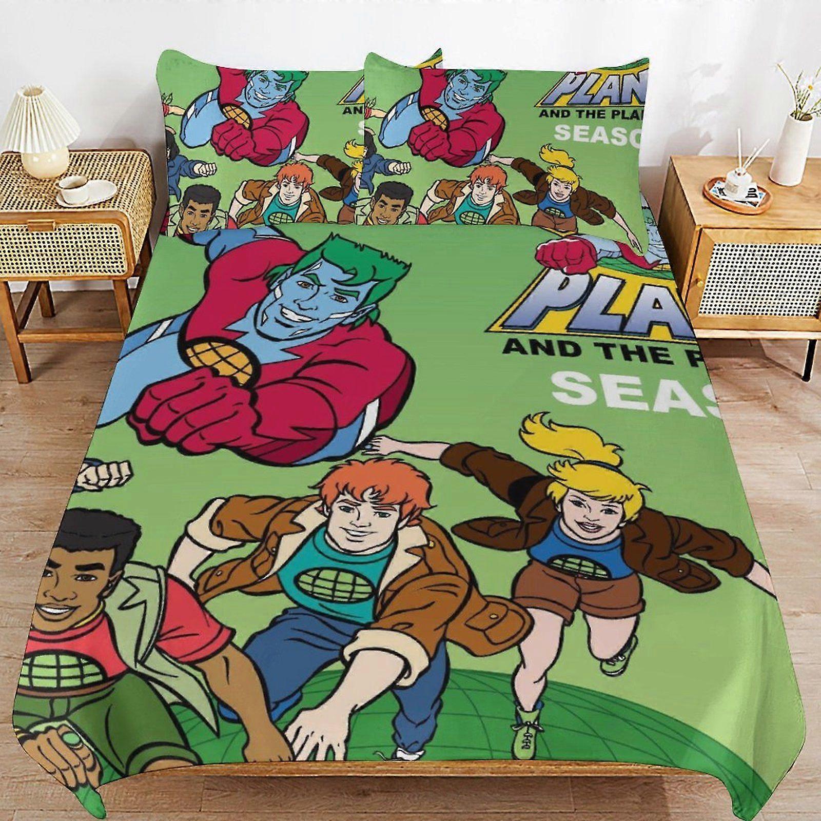 j482 Captain Planet and the Planeteers Classic Touch Soft Zipper Comfort Fabric Breathable Structure Duvet Cover Sets for Relaxing Sleep o482