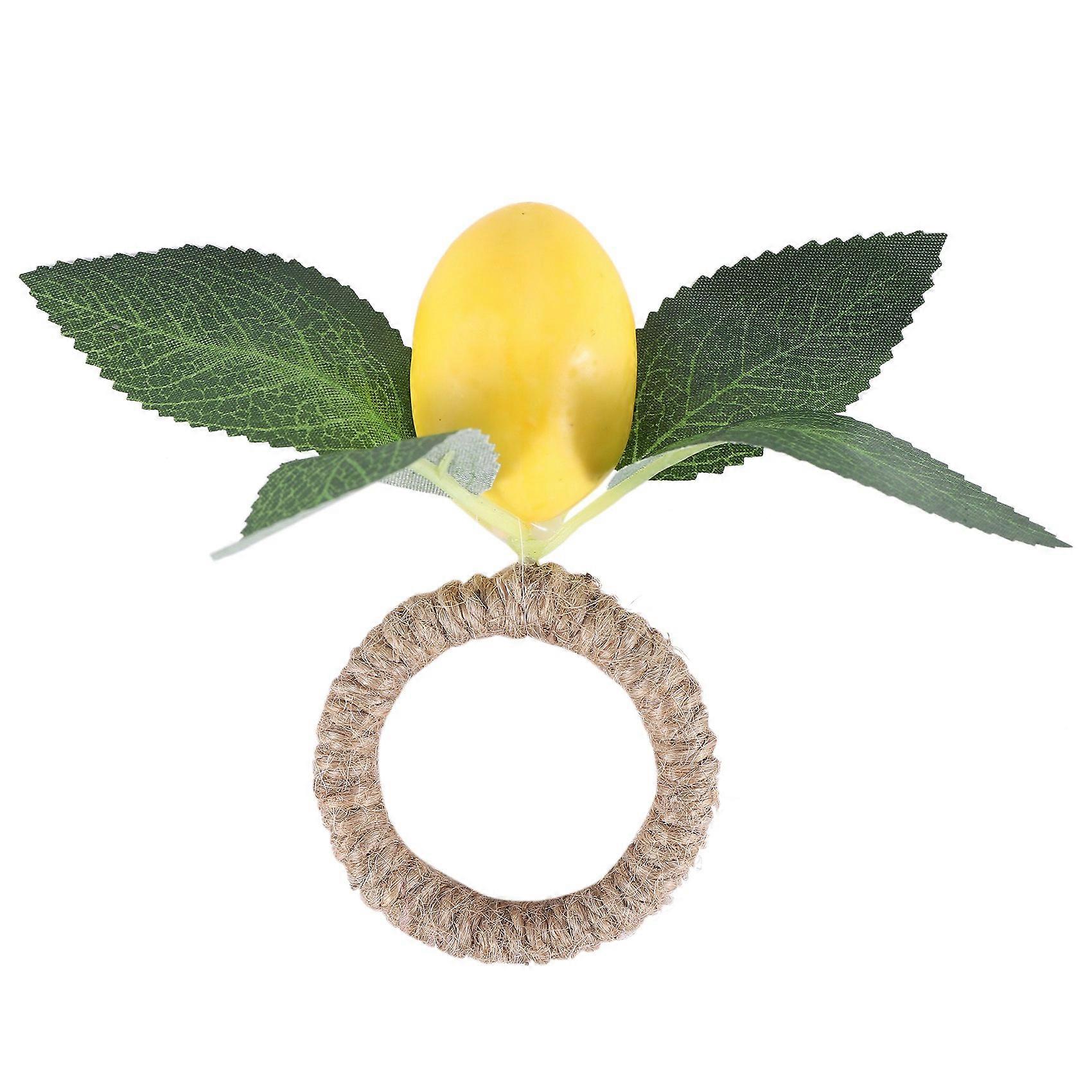 4Pcs Simulation Lemon Plant Napkin Ring Fruit Meal Buckle Napkin Ring
