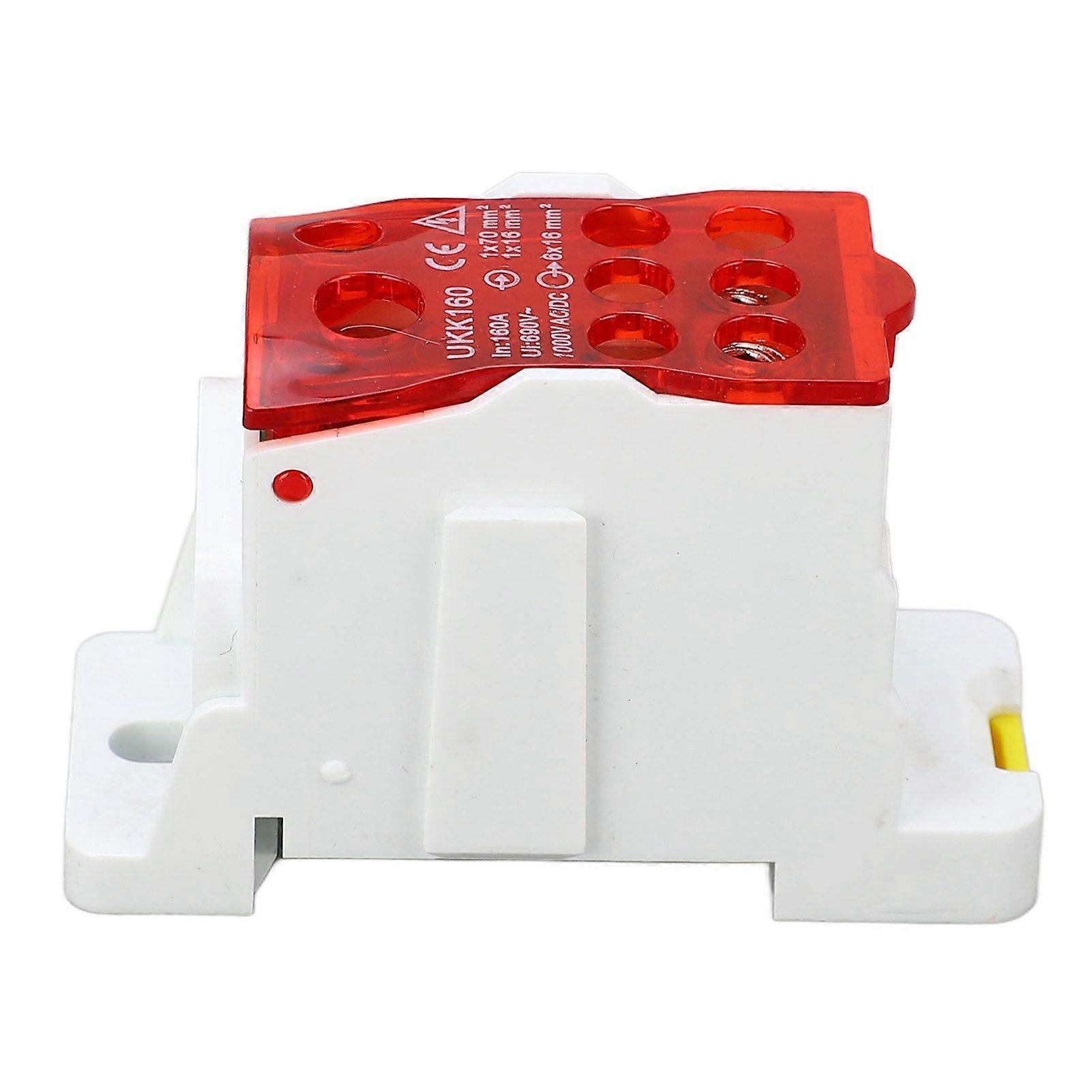 Terminal Distribution Box 690V 160A DIN Rail Terminal Block Power Junction Box for Electricity Red
