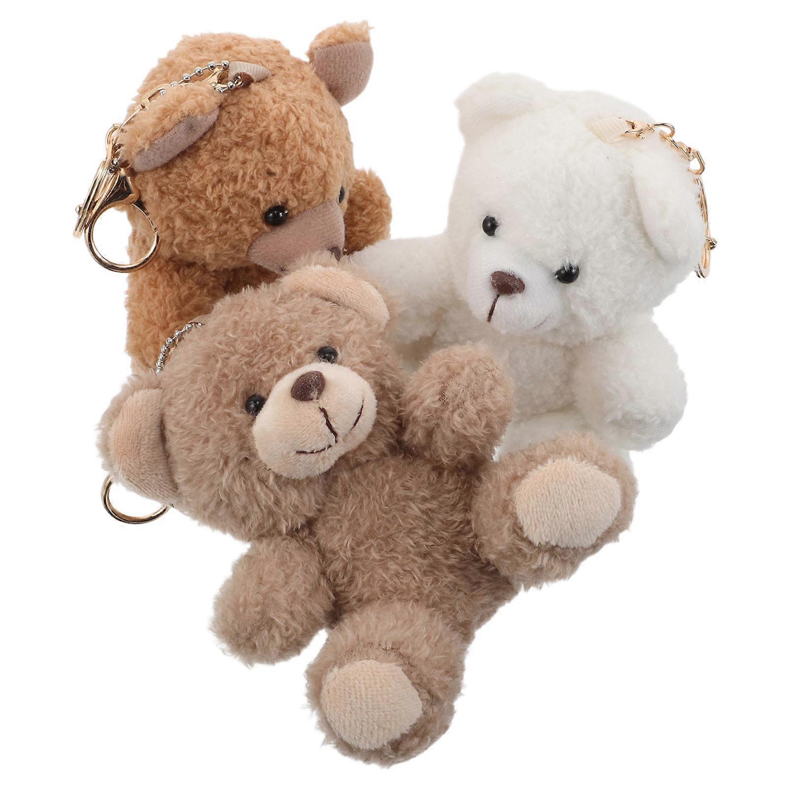 Stuffed Bear Keychain 3Pcs Multi Soft Everyday Companion for Decor
