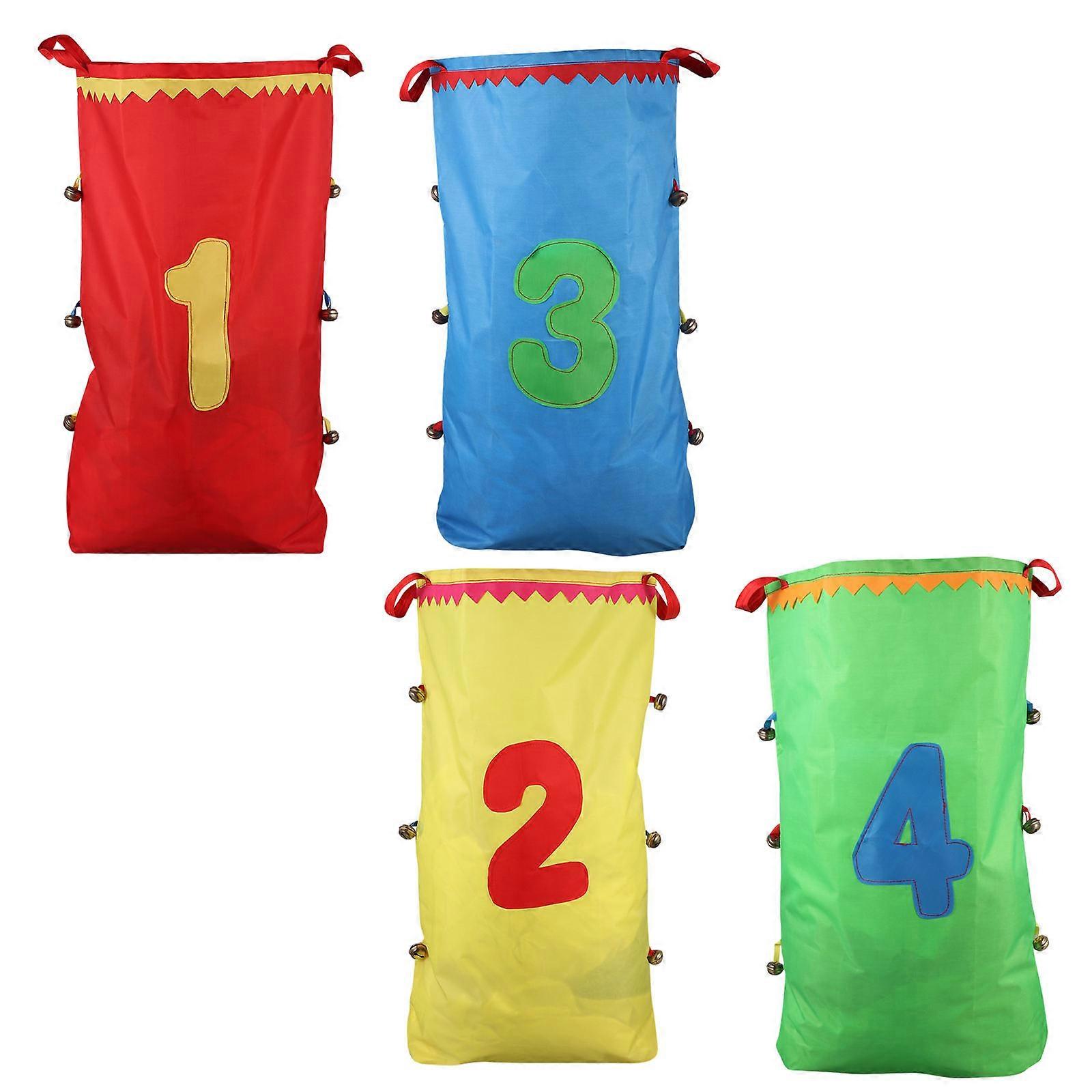 4Pcs Digital Jump Bags Colorful Sack Race Game Bags for Kids Playing