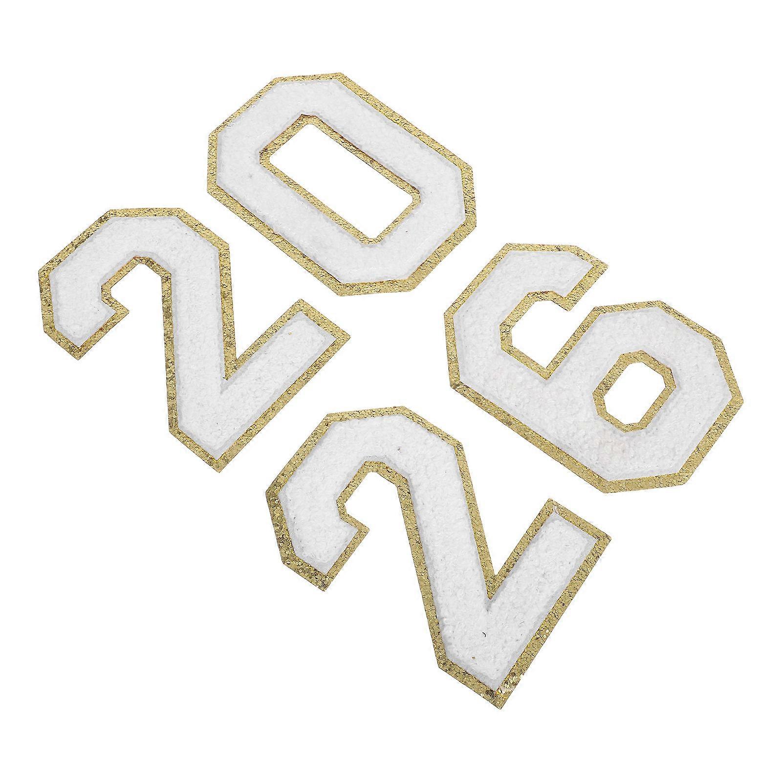 Snowy Chenille Number Embroidered Patches for DIY Clothing Iron on 4Pcs Set