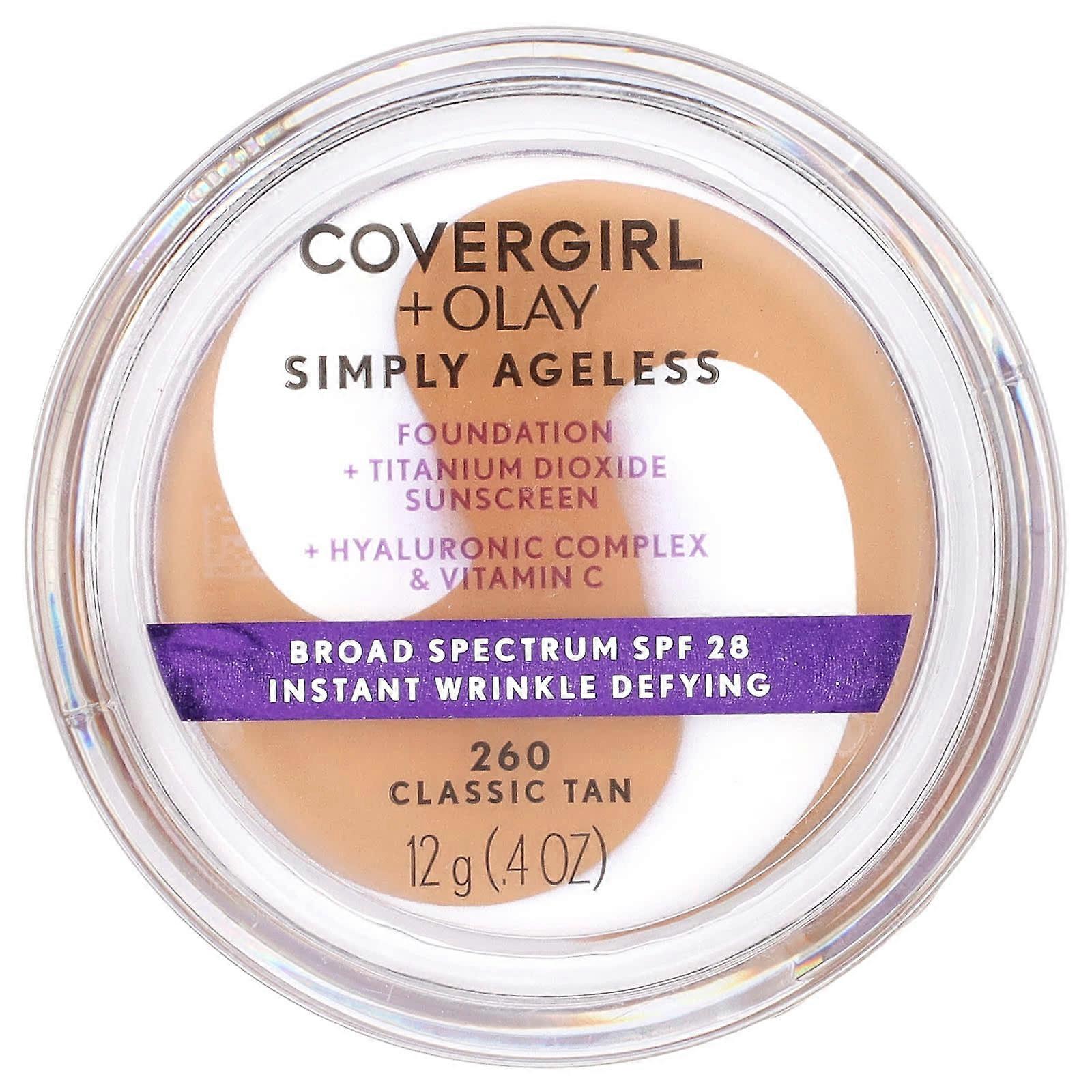 Olay Simply Ageless, Foundation, SPF 28, 260 Classic Tan, 0.4 oz (12 g)