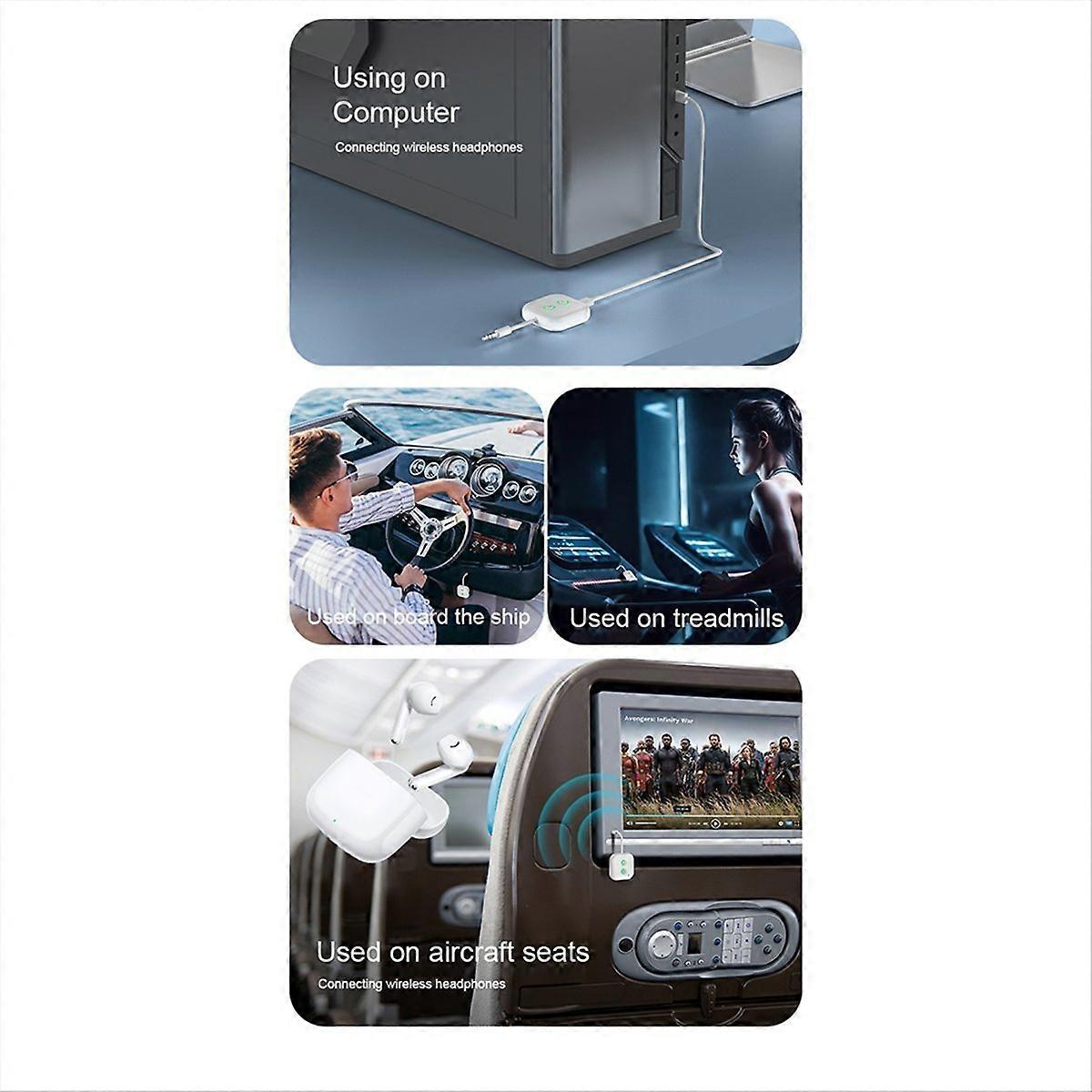 Portable Bluetooth 5.3 Audio Adapter HIFI Stereo with Mic 2 in 1