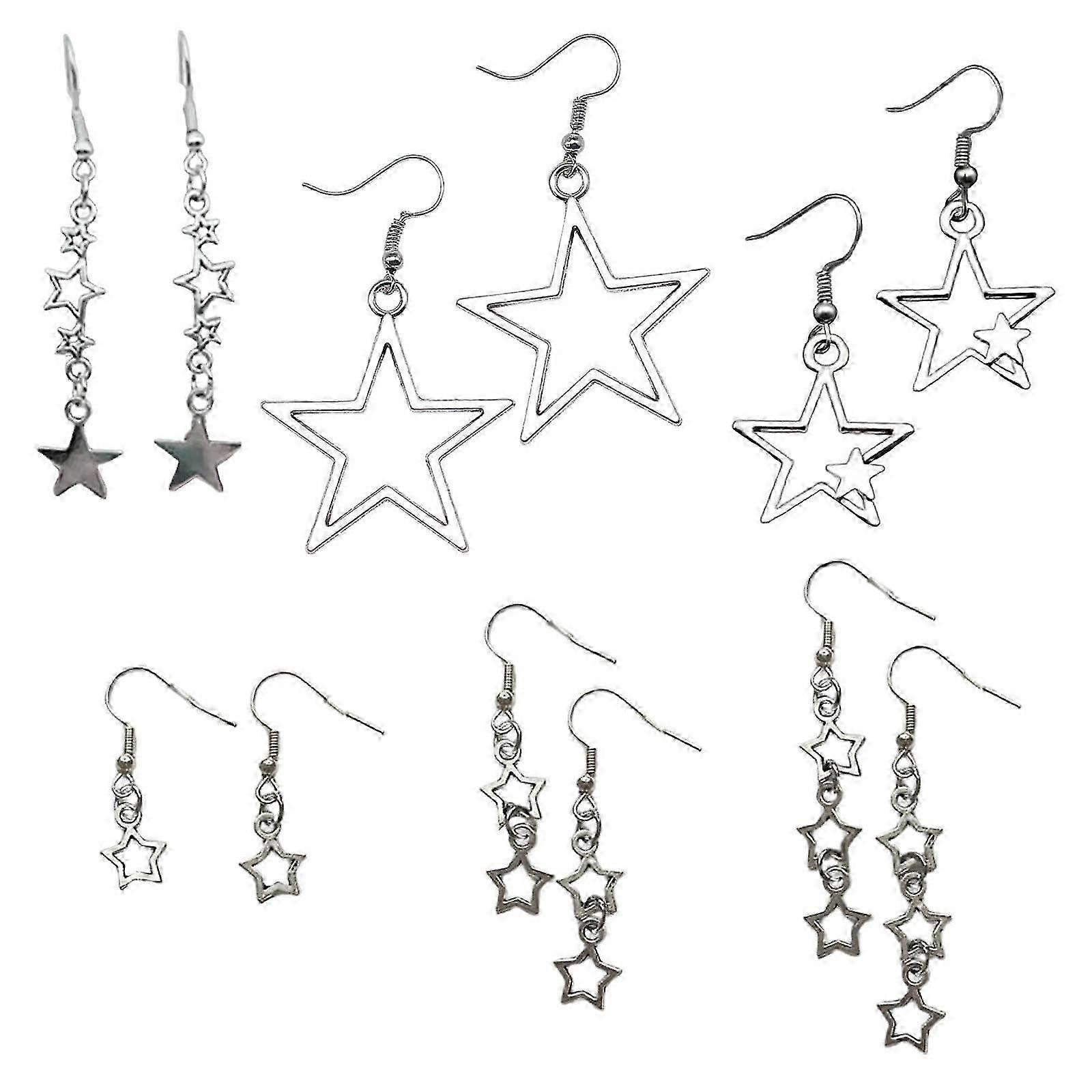 Star Pentagram Dangle Earrings for Women's