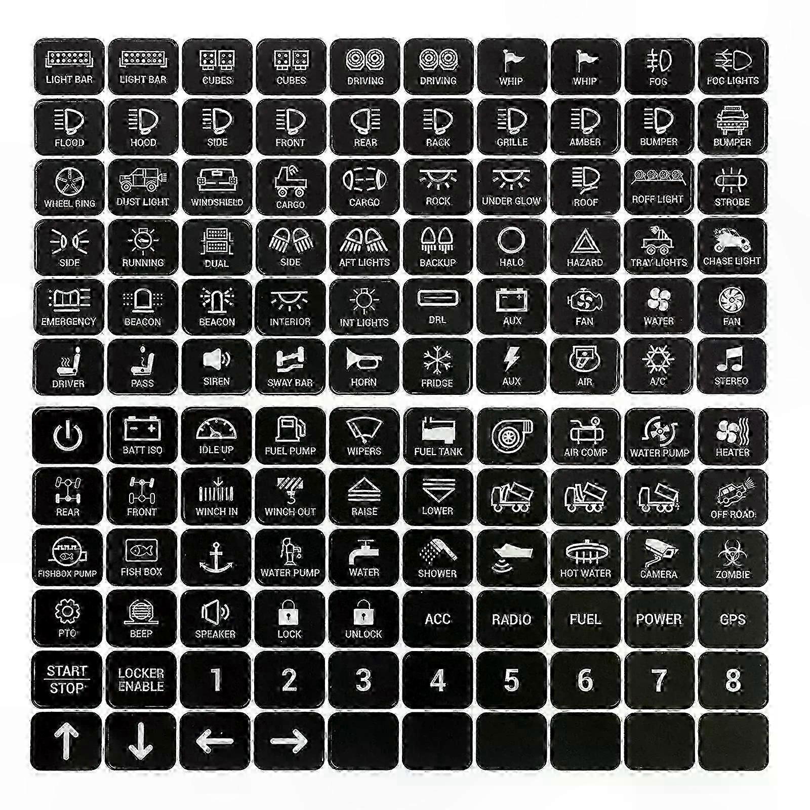 120 Labels for Push Button Switches 6/8/12 Gang Touch Panel Decals Dashboard Control for Marine Boat Truck Camper Use