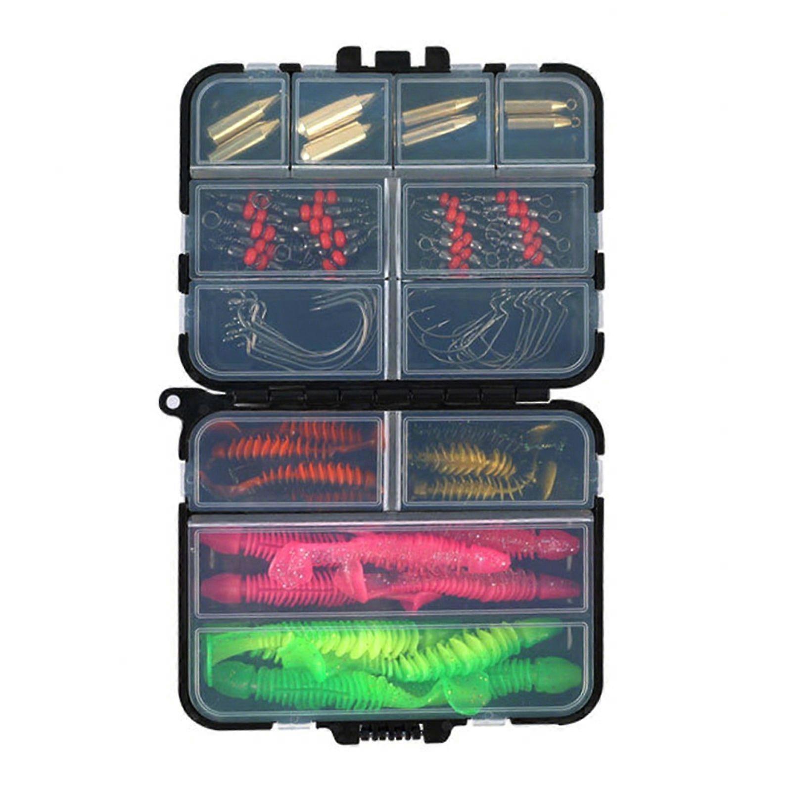 Artificial Lures Outdoor Fishing Accessories Set with Tackle Box Realistic Design Bright Colors Sharp Fish Jig Hooks Fishing Tools