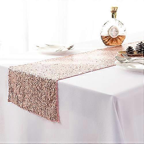 Table Runner Mediterranean Style With Embroidered Sequins MultiColor AntiWrinkle WearResistant Star Design Rose Gold