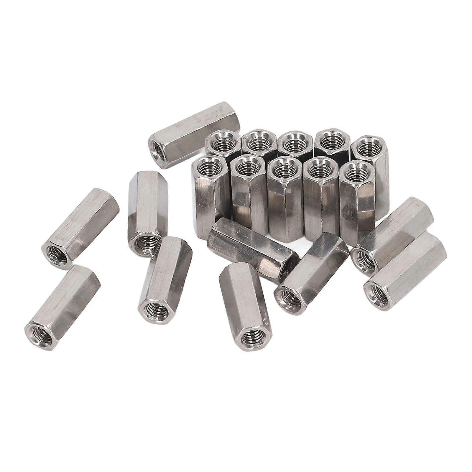 20Pcs Hex Coupling Nut 304 Stainless Steel Rust Proof Female Thread M5 Connector Nut Silver