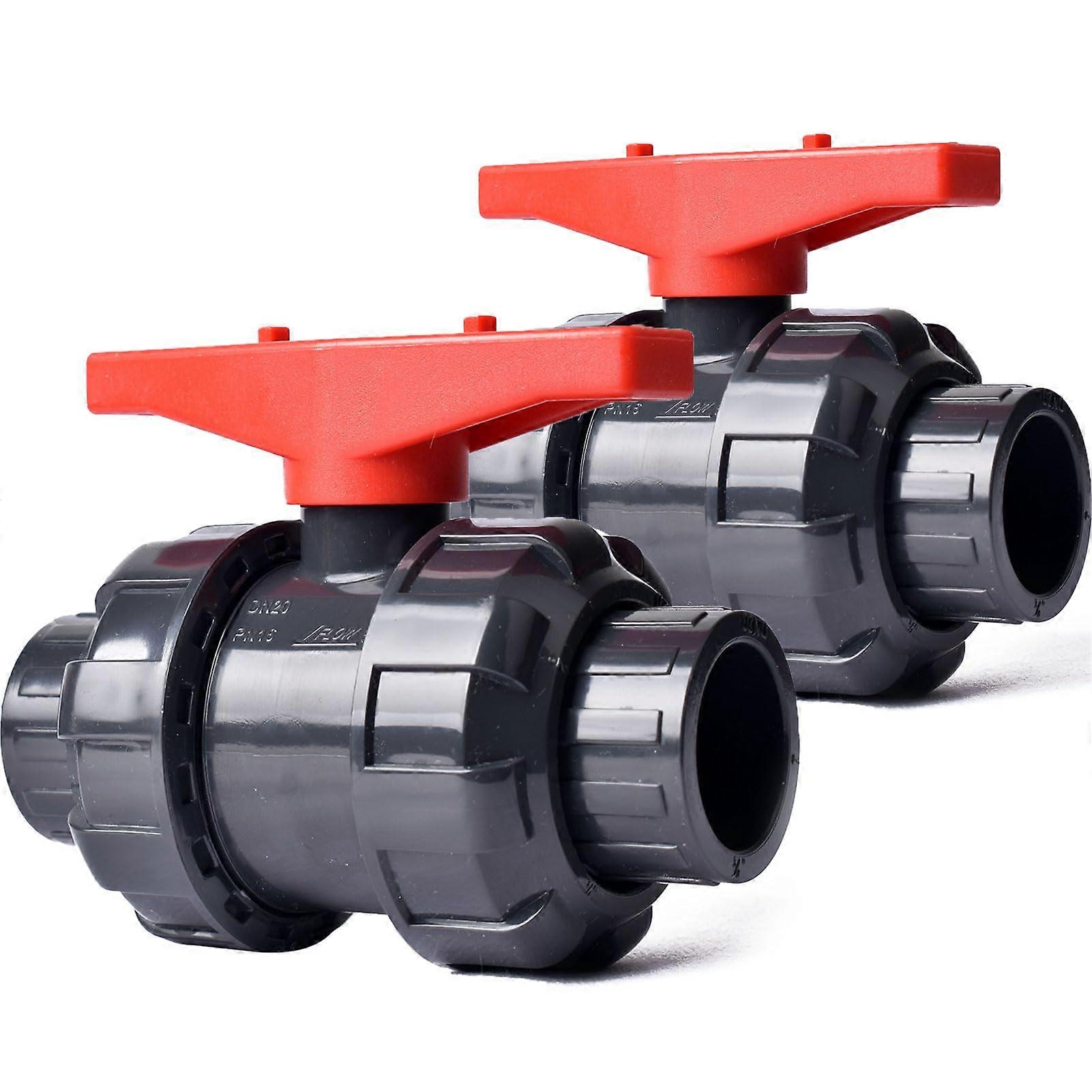 3/4' UPVC Full Flow Ball Valve True Union Full Port Socket End Pack Of 2 230 PSI ASTM EPDM ORing