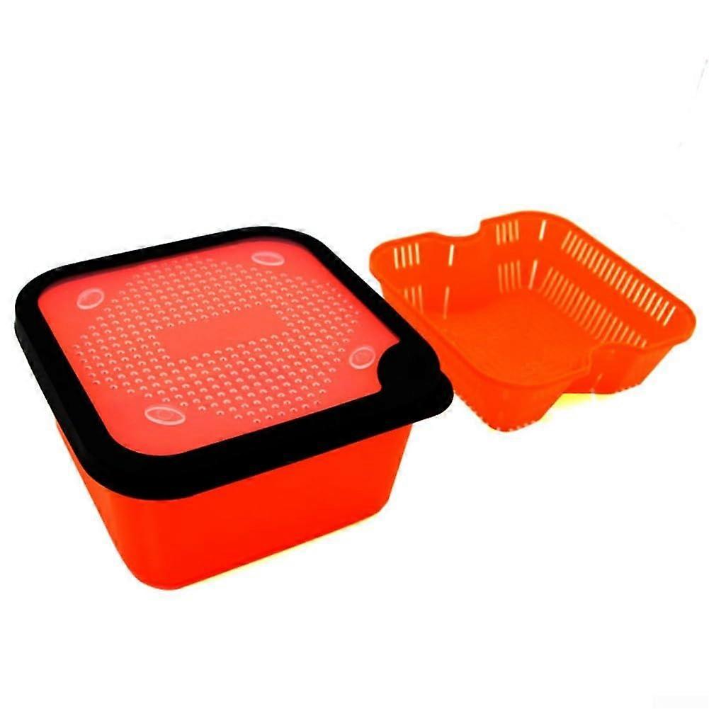 2in1 Pellet Strainer with Inner Frame for Carp Fishing Bait Box, Orange Plastic Container for Pellets, Hemp, Redworm M(6.5OS)