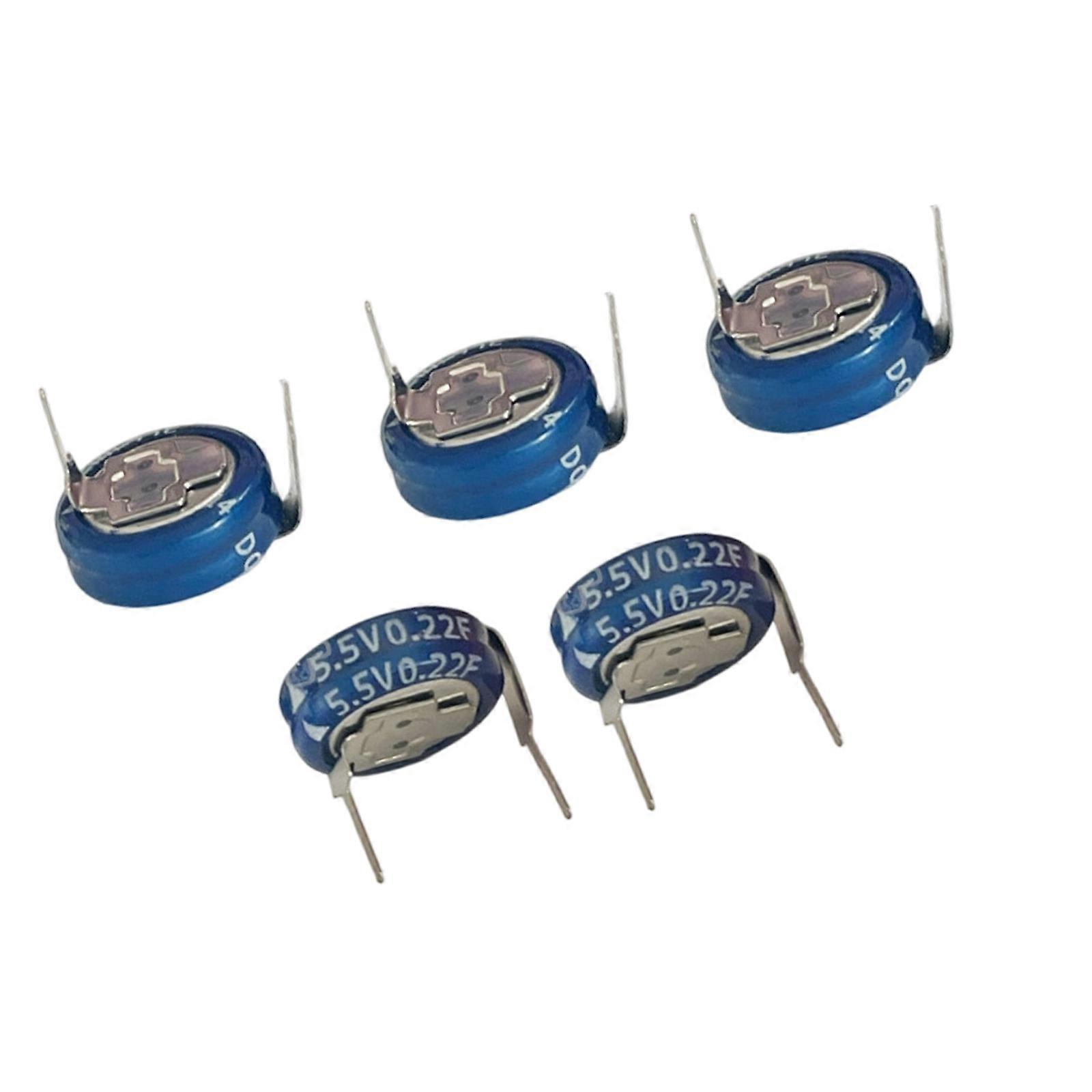5Pcs H Type Super Capacitor 5.5V 0.22F Wide Temperature Ranges 40℃ To +70℃ Environmentally Friendly Design Multicolor