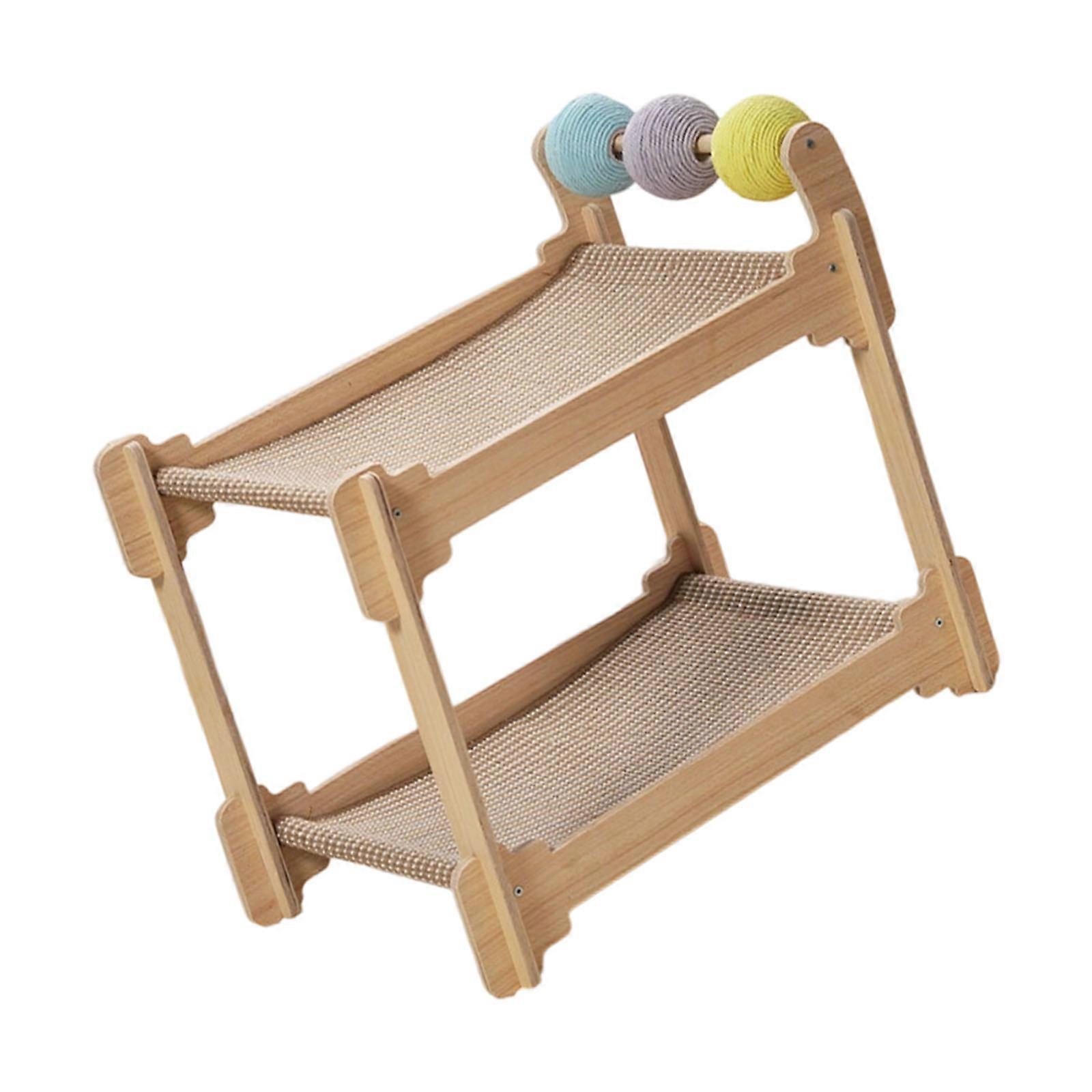 Double Layer Cats Tower With Sisal Scratching Post Wood Structure Cats Resting Bed Scratch Resistant Pose For Home Use  S