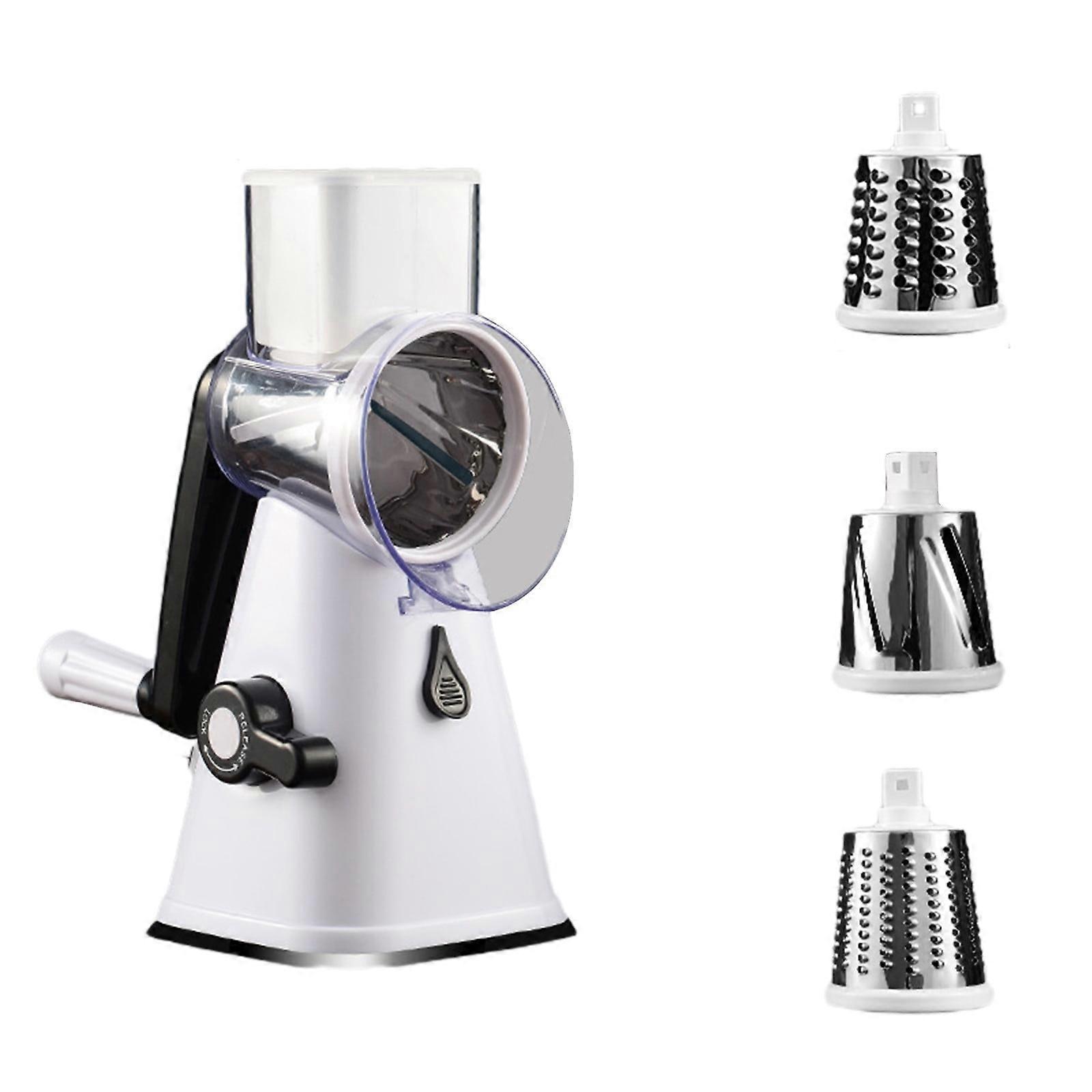 Oxodoi Rollbacks Clearance Rotary Cheese Grater with Handle Manual Kitchen Cheese Shredder Grinder with 3 Replaceable Drum Blades