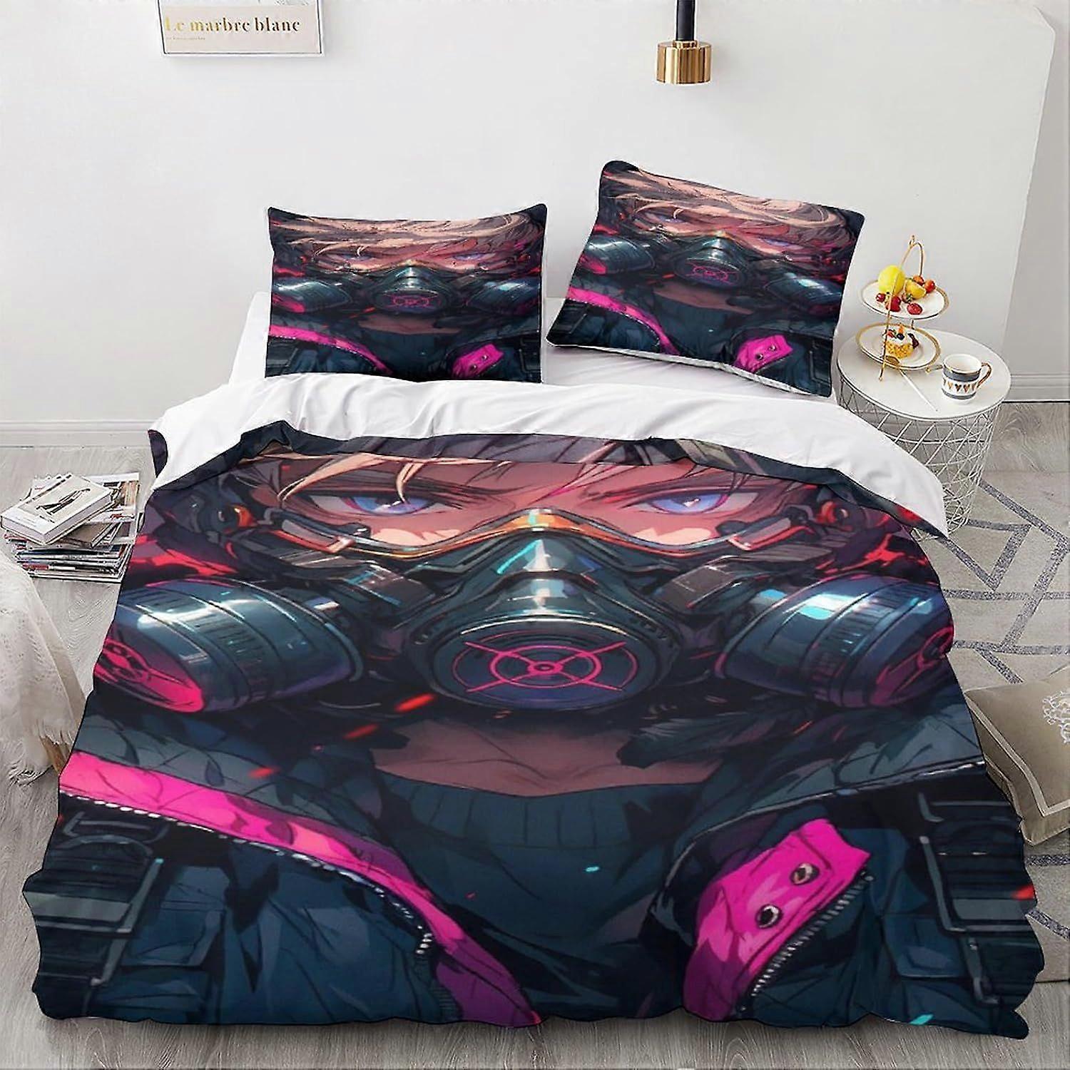 LikeEj Animes Impressos 3D E Mangas Roupa de Cama Set para Adolescentes Fantasia Padrão Duvet Capa Set com fronhas Anime Capa de Colcha de Microfibra com Zíper Cl