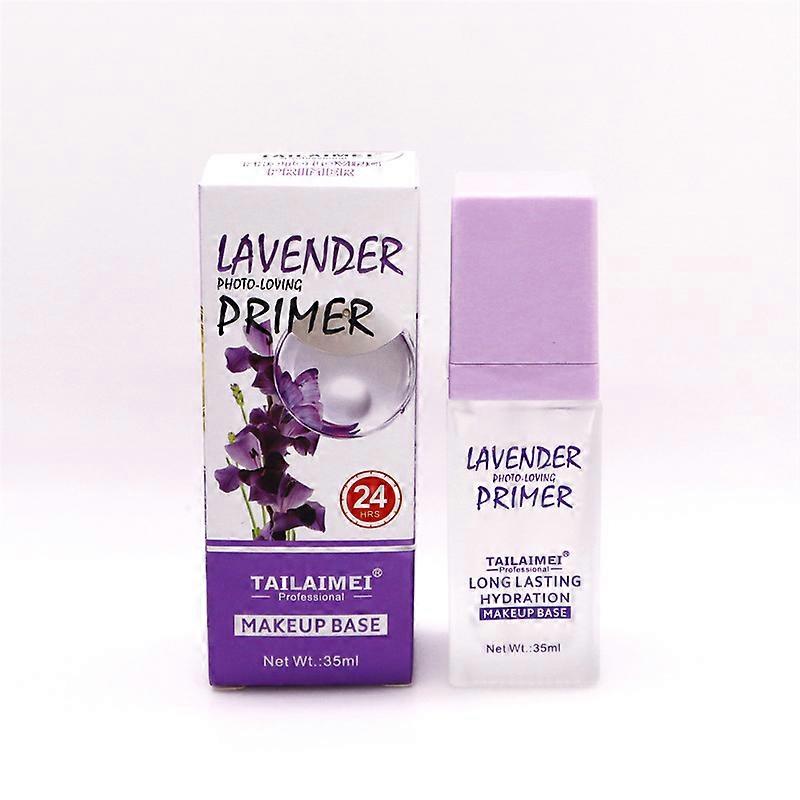 Makeup primer, lavender, refreshing, moisturizing, minimizes pores, silky smooth, transparent.
