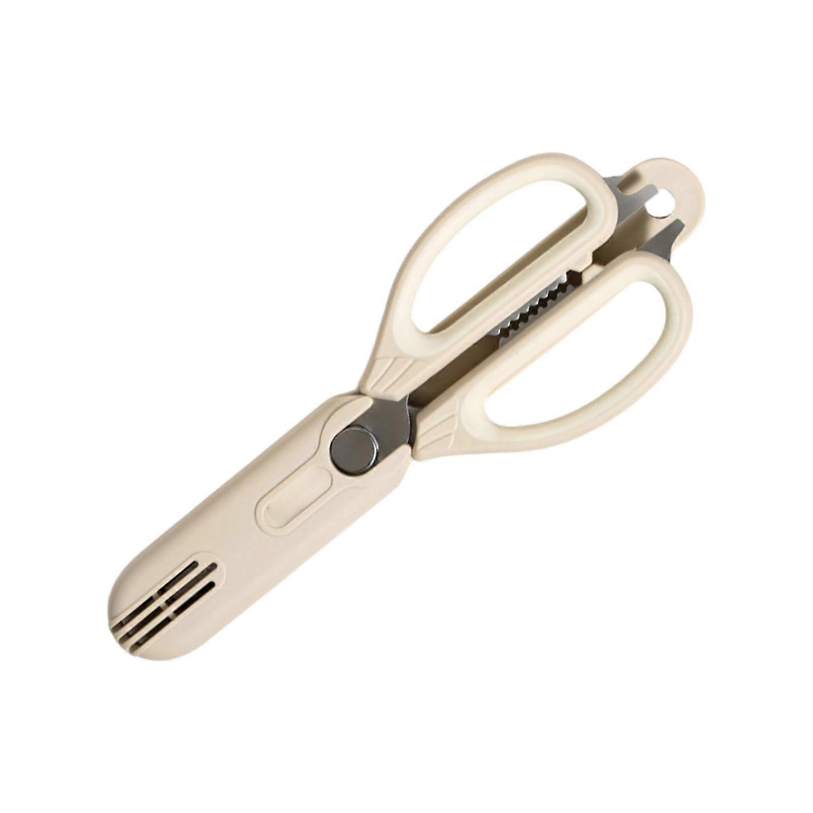 Professional Grades Kitchen Scissors With Magnetic Holders Ergonomic Grip For Efficient Bone Cutting And Multipurpose Food Preps  cream