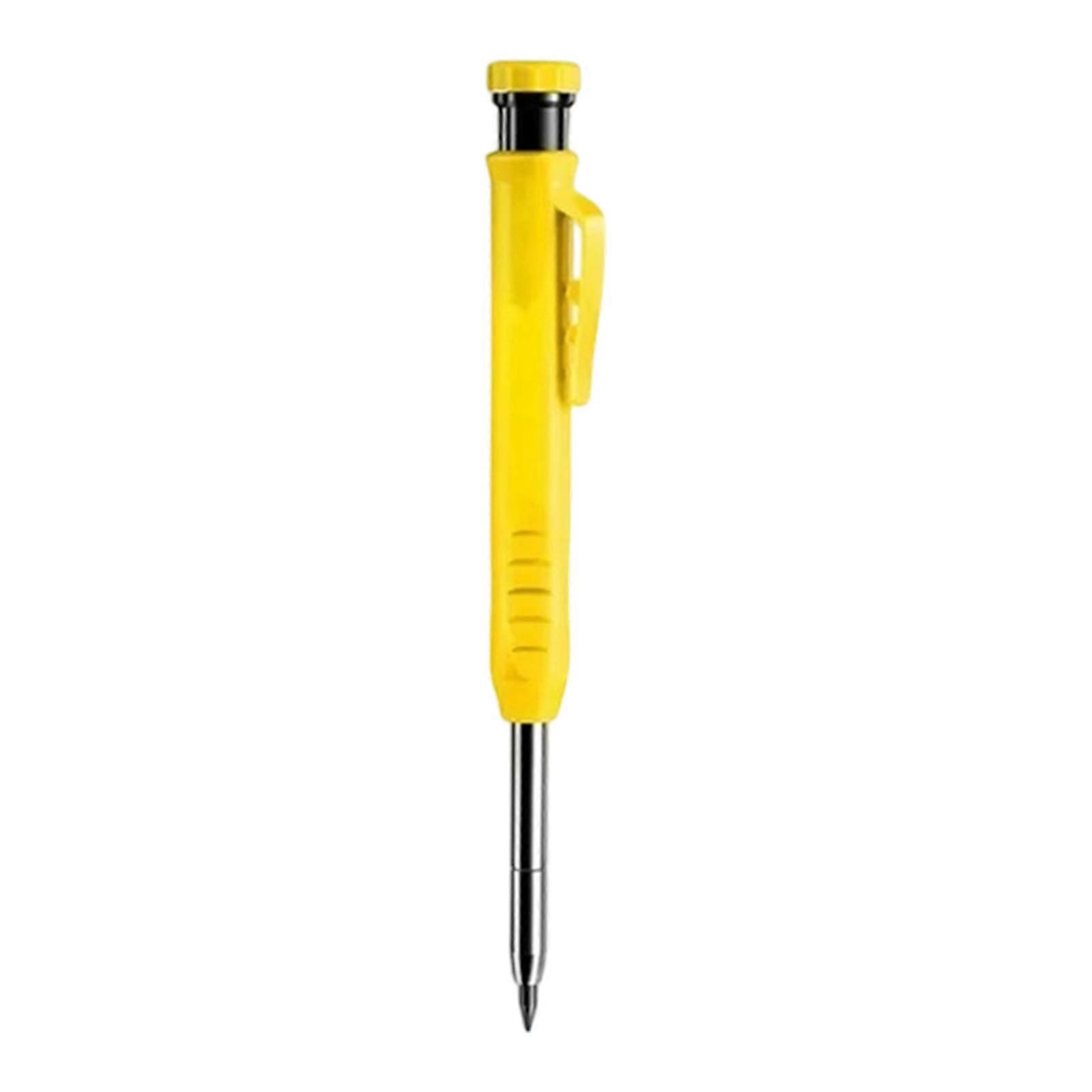 Deep Hole Woodworking Pencil Built-in Sharpener for Drawing Scribing 2.8mm Mechanical Pencil Deep Hole Marking Pencil  Yellow