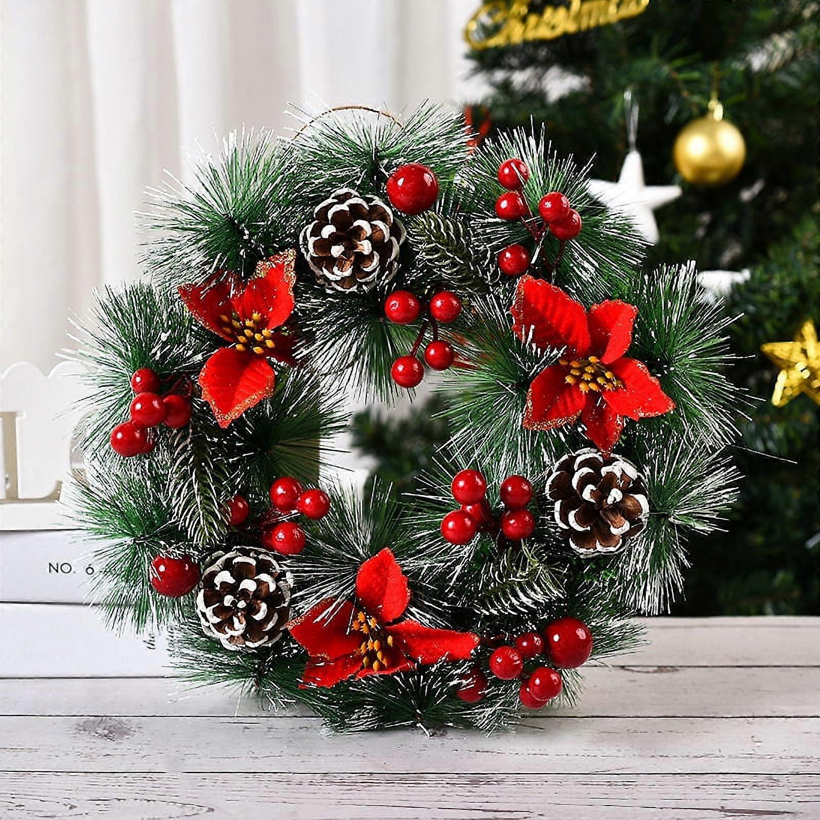Christmas Wreath Artificial Wreath with Pinecones Flowers and Berries Christmas Decor Wreath for Front Door Wall Window size 30®30 UC10