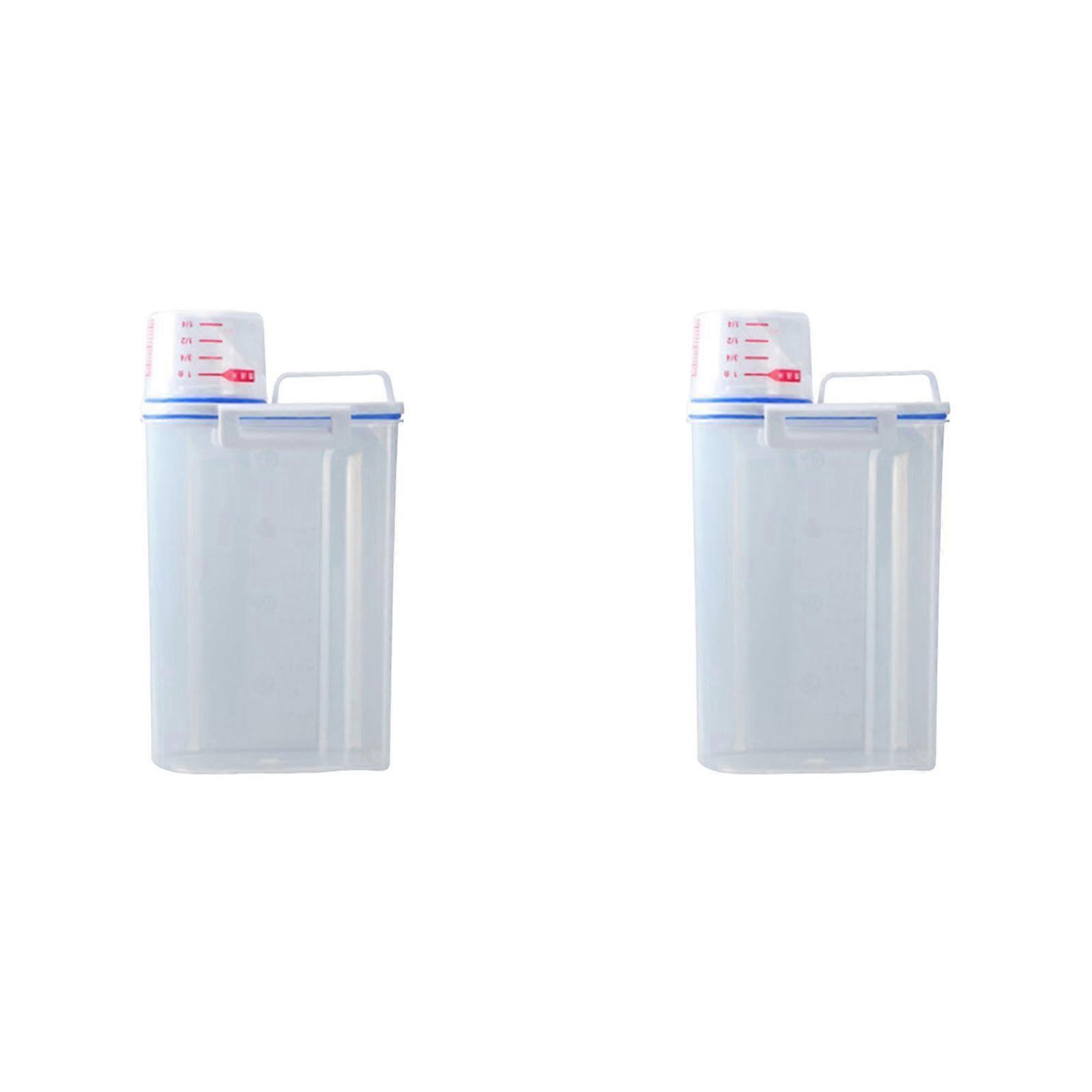 2PCS 2.5L Cereal Container Dispenser Storage Box Case Kitchen Foods Rice Flour Container Measurer Cup C