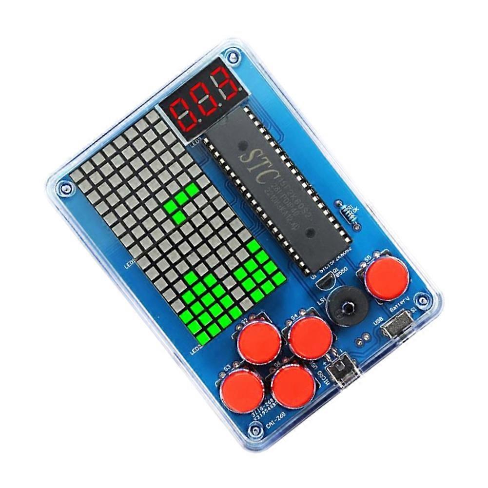 Game Console Production Kit DIY 51 Single-Chip Children Soldering Electronic Machine Game Set Color: Square-Green Light