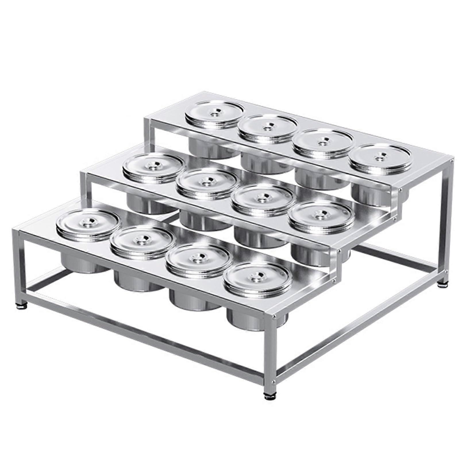 Adjustable Stainless Steel Spice Rack Kitchen Condiment Organizer Shelf for Countertop Buffet