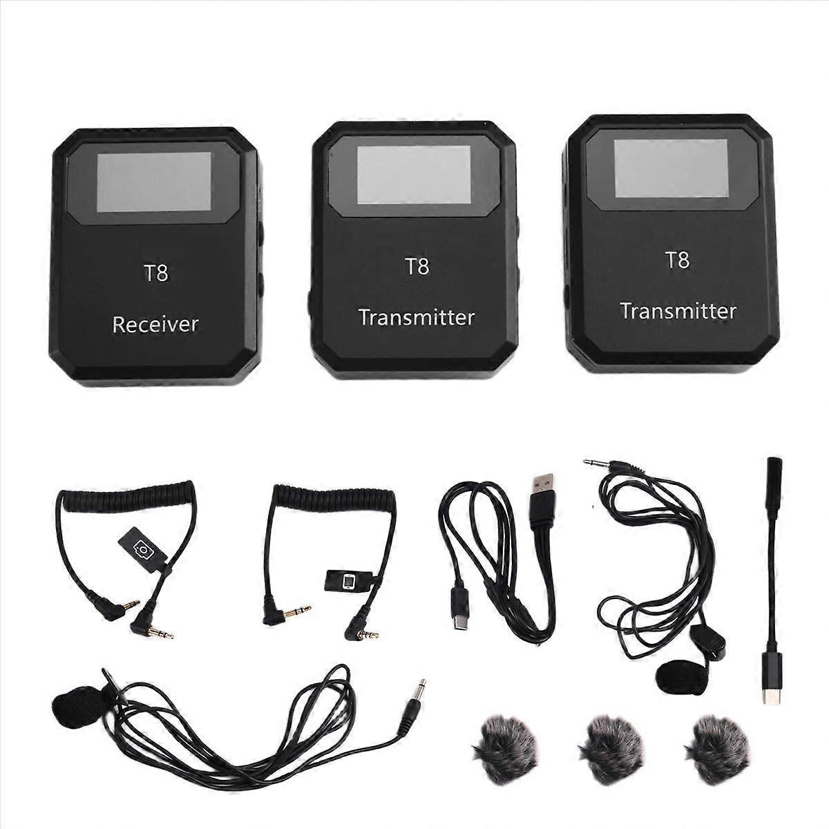 2.4G Wireless Microphone System Lavalier Microphone 2 Transmitters