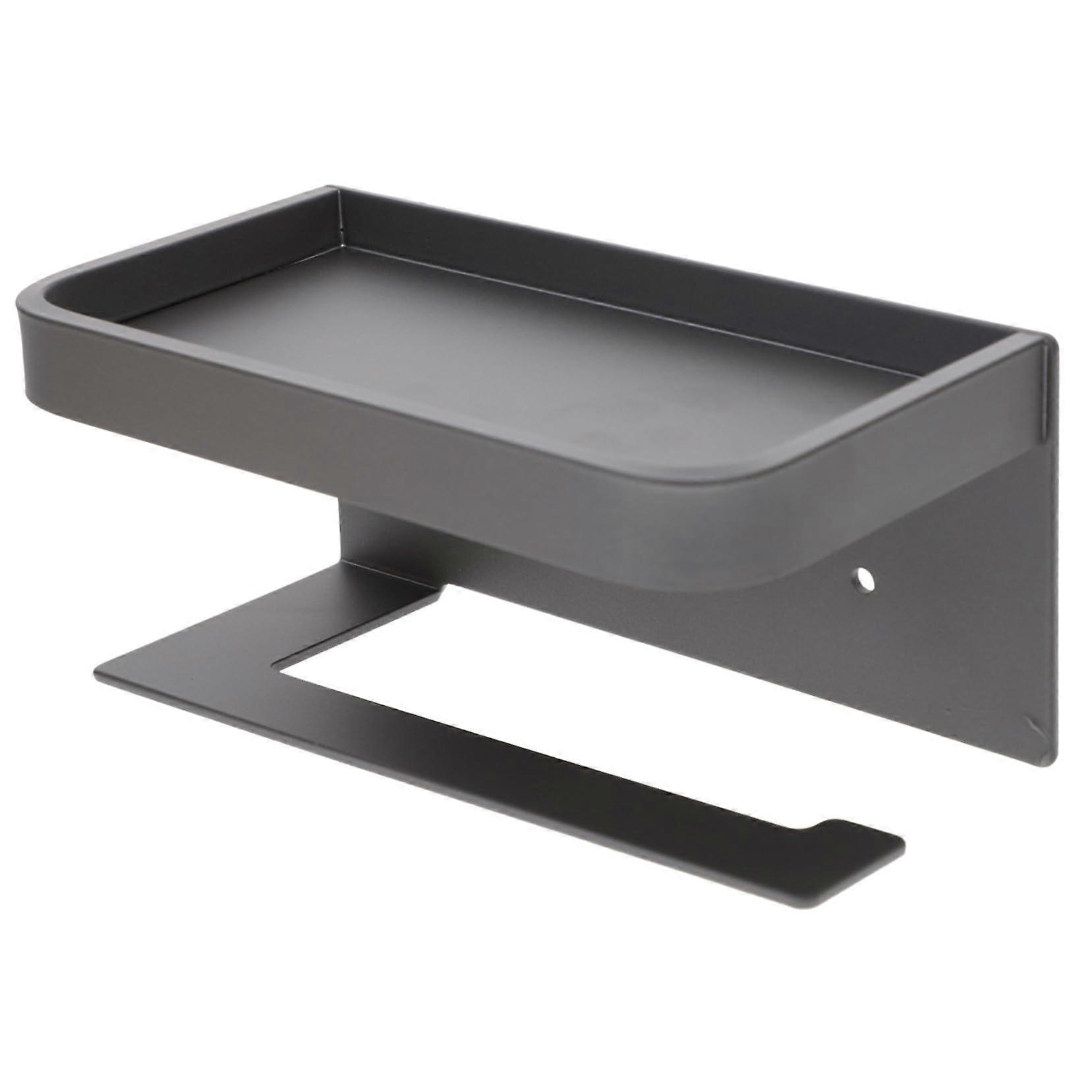 Wall Mounted Toilet Paper Holder with Shelf Rust Resistant Aluminum 2 in 1 Storage for Small Bathrooms