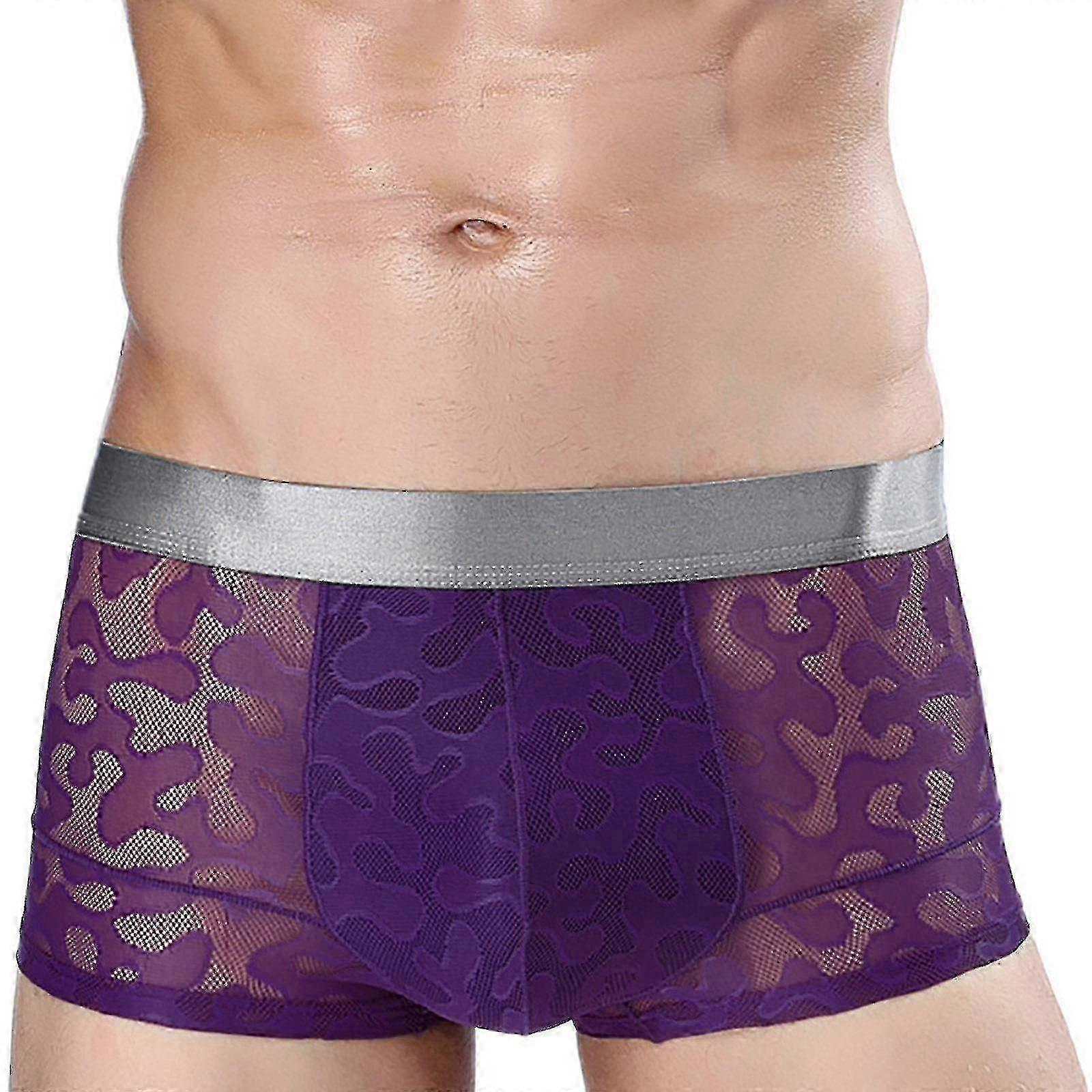 Men's Ice Silk Pattern Flat Angle Perspective Boxer Briefs
