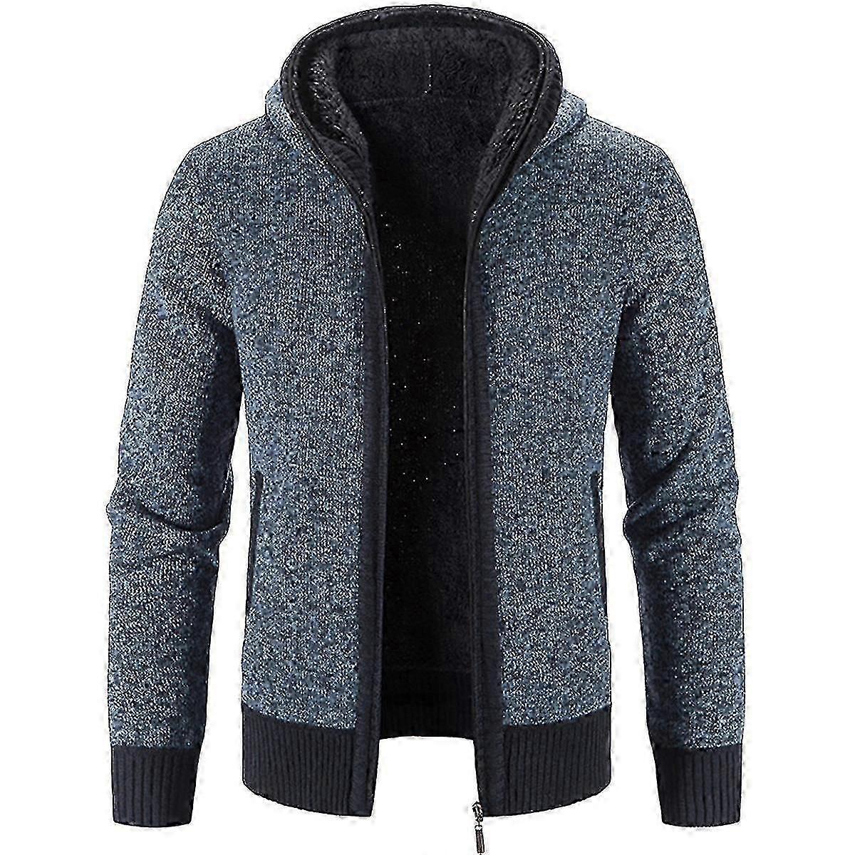 Dicker Herren-Winterpullover mit Kapuze und Fleecefutter