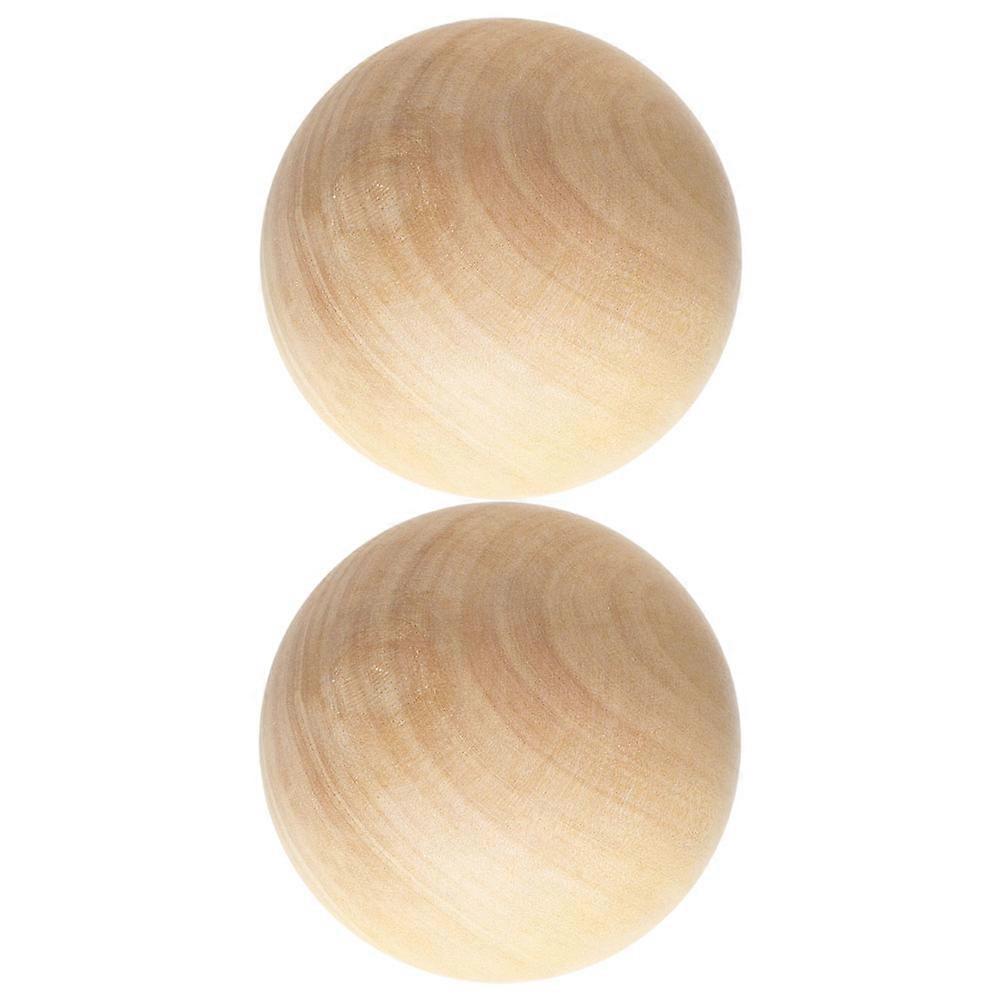 Natural Wood Sphere for Decor 2Pcs Solid Wooden DIY Craft Balls