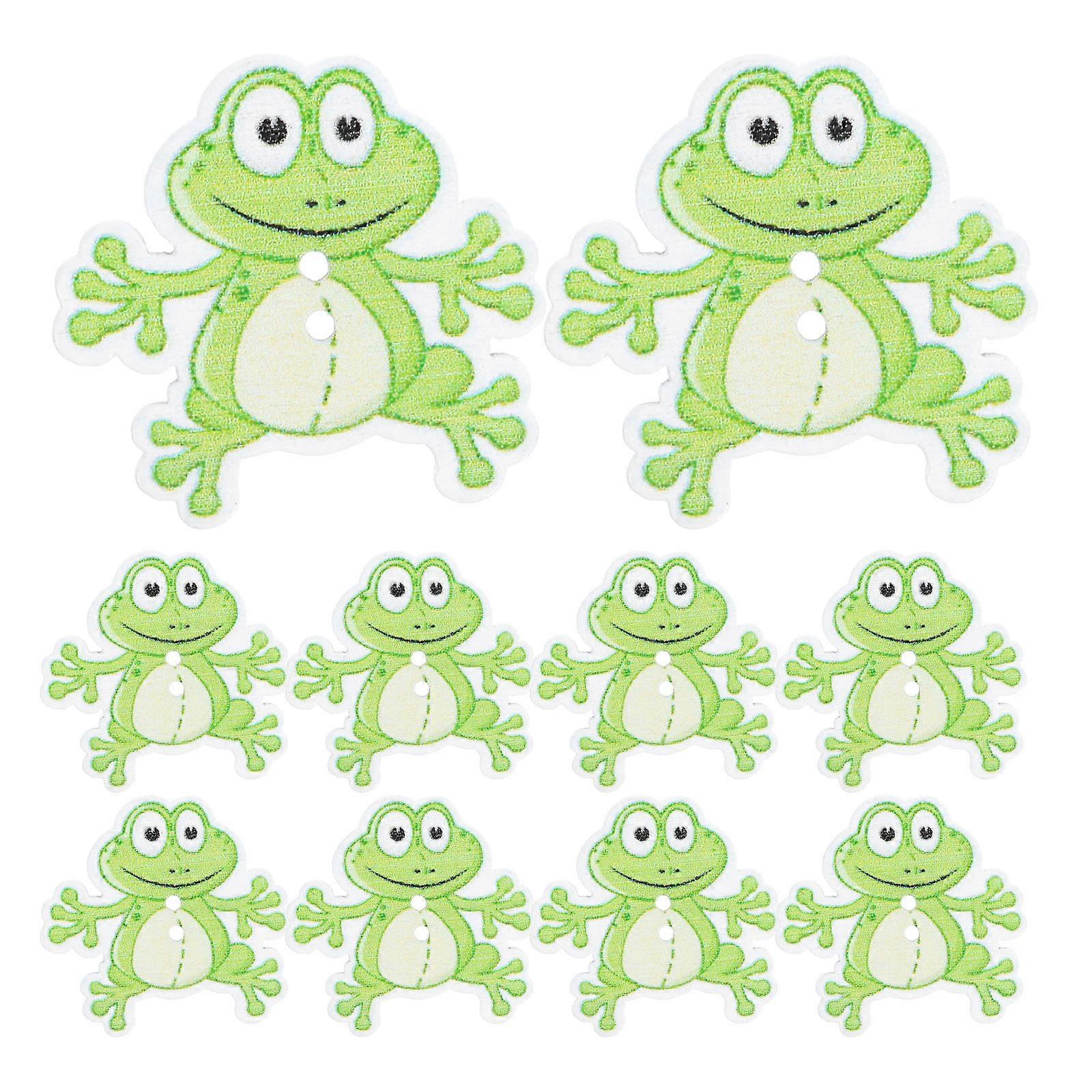 150Pcs DIY Wooden Buttons Two Holes Colored Pattern for Sewing