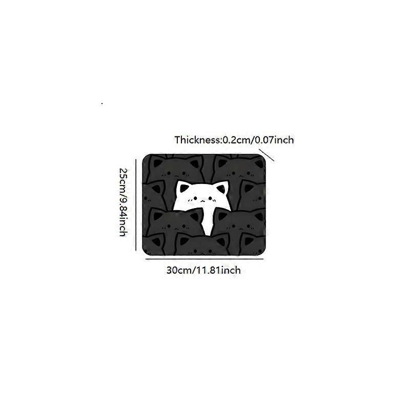 Cute cat non-slip mousepad, oversized rubber keyboard pad, 2mm non-slip rubber base stitched edges, computer office gaming mouse