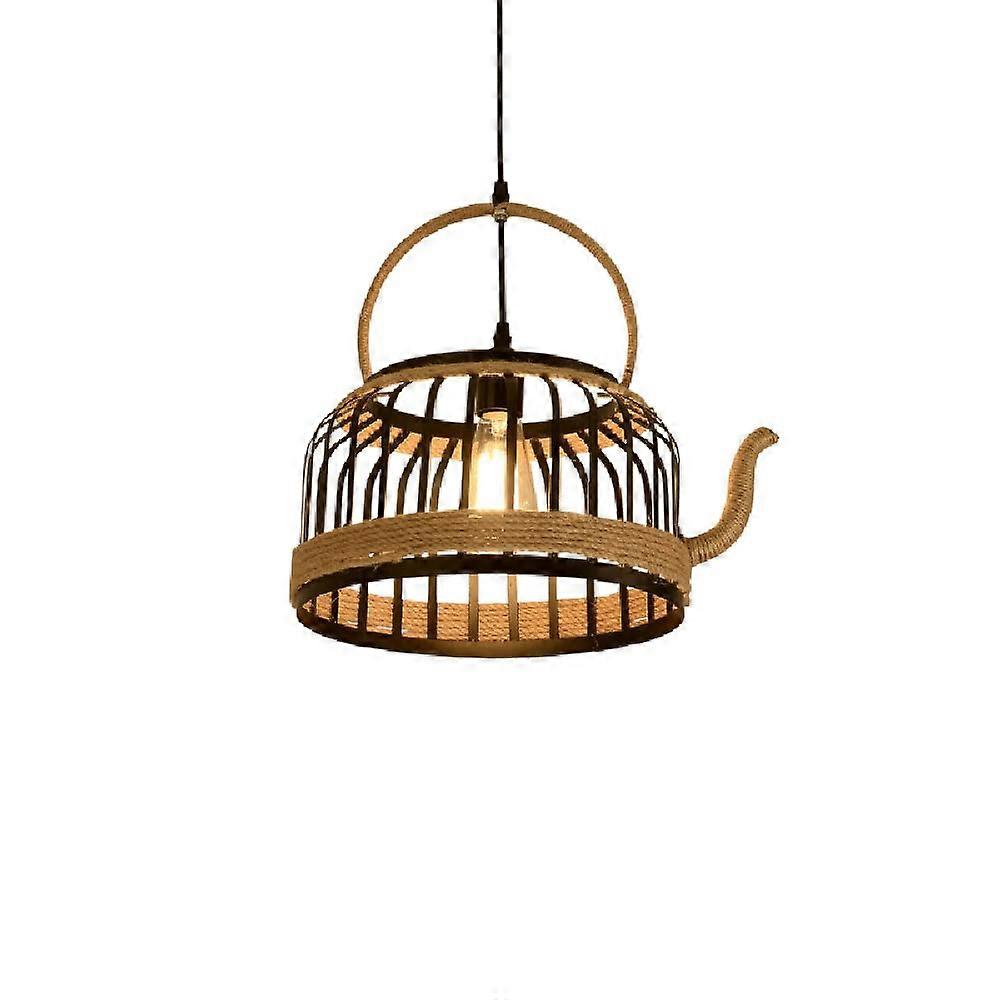 Vintage Ceiling Lamp with Rustic Hemp Rope, Industrial Chandelier E26/E27 Indoor Fixture