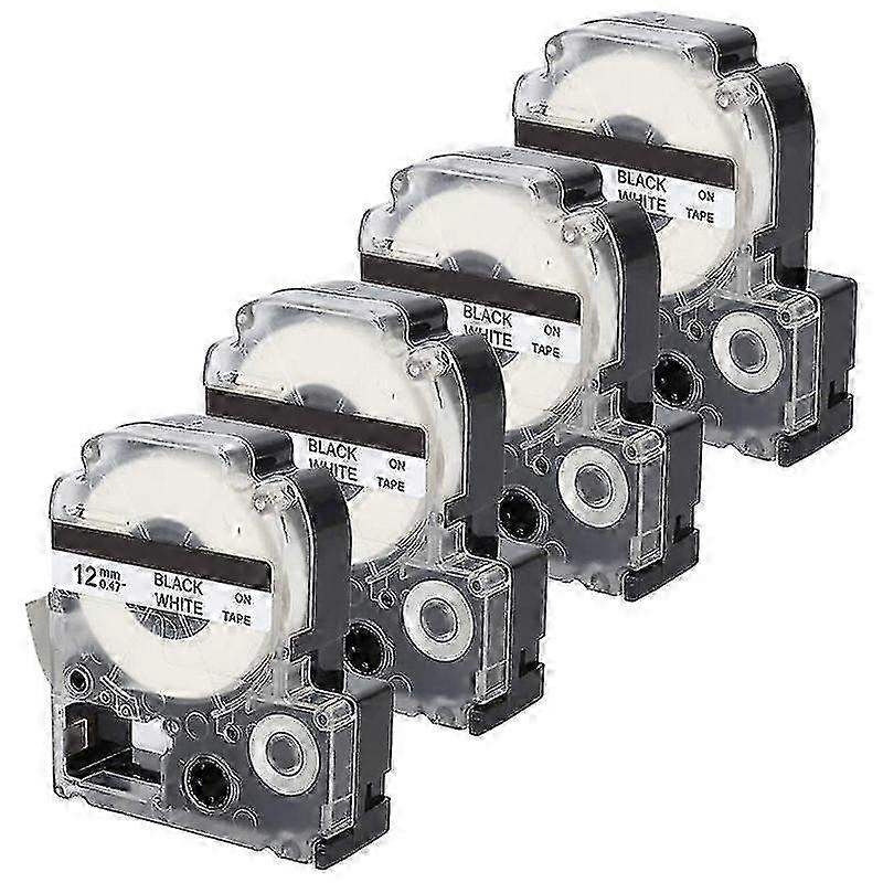 Compatible Replacement Tapes for Epson LK-4WBN Label Maker, 4-Pack Cartridges