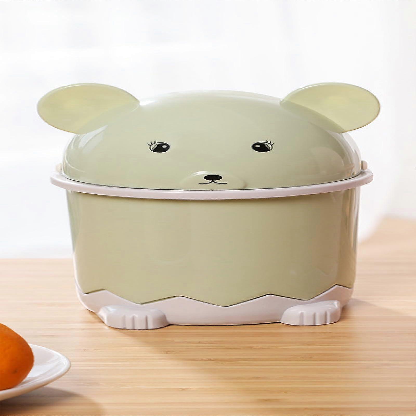 Tabletop Trash Can with Lid, Compact Barrel Design for Home Office Coffee Table, Green