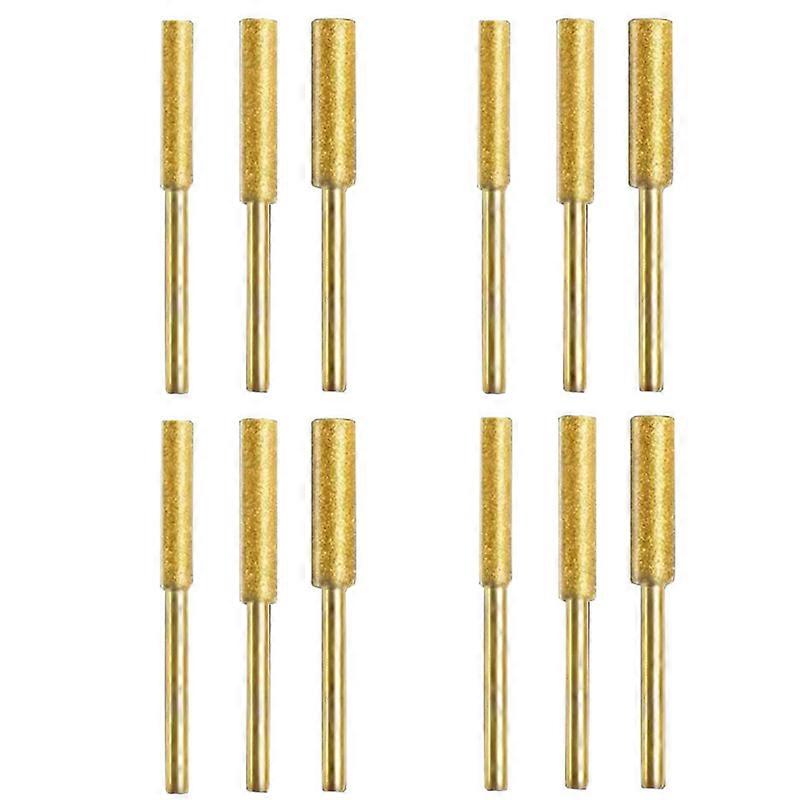 12PCS Diamond Chainsaw Sharpener Set, Titanium Coated Corundum Sharpener Head, Rotary Tool Burr Stone File for Chainsaw, Jade, G