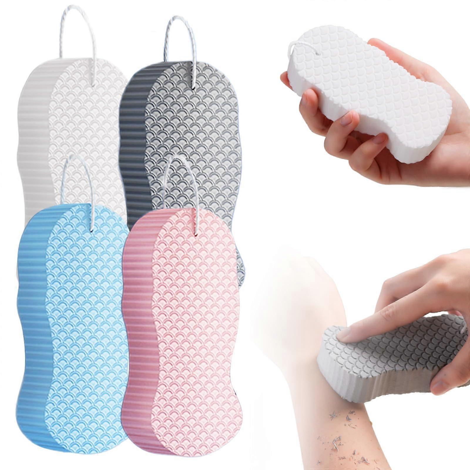 Bath Sponge Set, Soft Exfoliating Body Scrubber for Sensitive Skin, Quick Dry, Multicolor 4 Pack