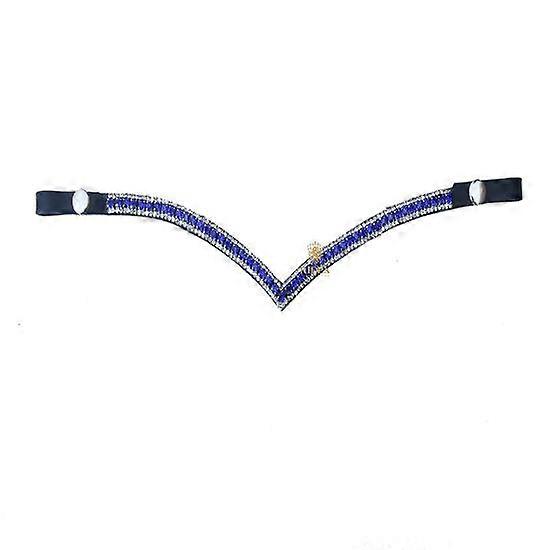 Navy Blue/White 3 Row Crystal V Shape Snap Browband For Horse All Sizes Available