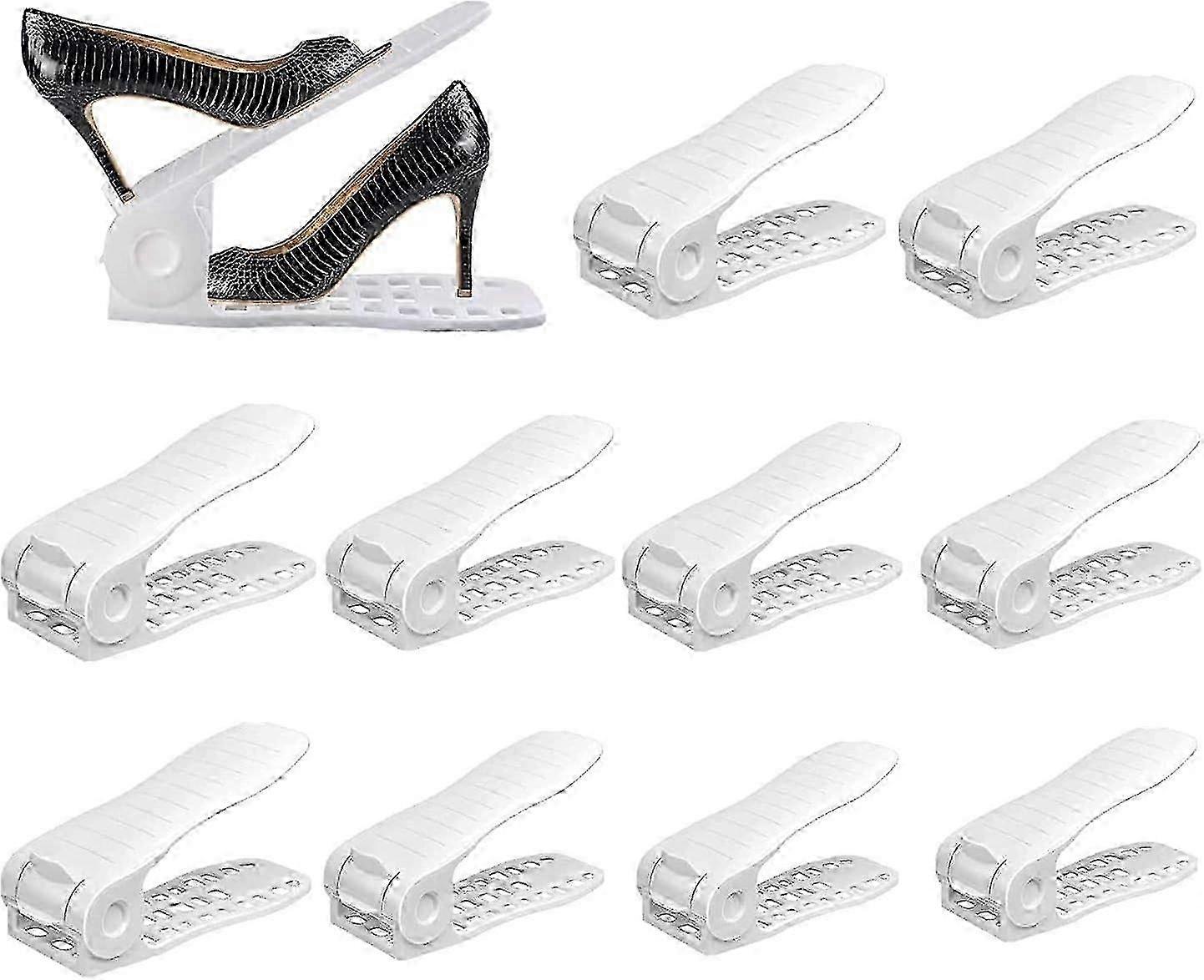 2025 Adjustable 9.8" Non-Slip Double-Layer Shoe Rack for Space Saving