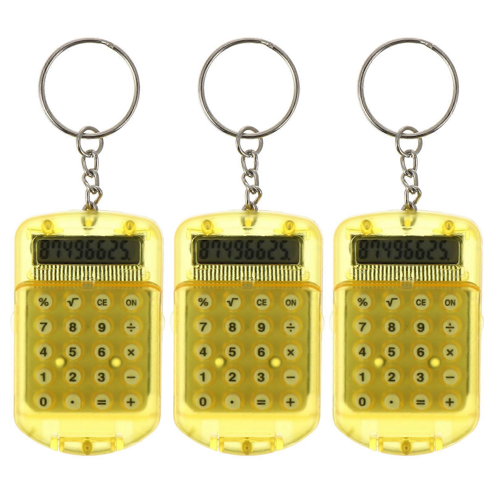 Pocket Calculator for Calculating 3Pcs Mini ABS Material with Key Ring