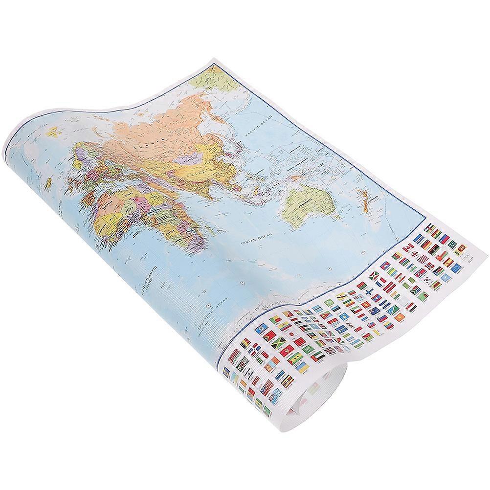 Multi Color World Map Picture 3Pcs Indoor Wall Design For Homeowners Rectangular Canvas Decoration